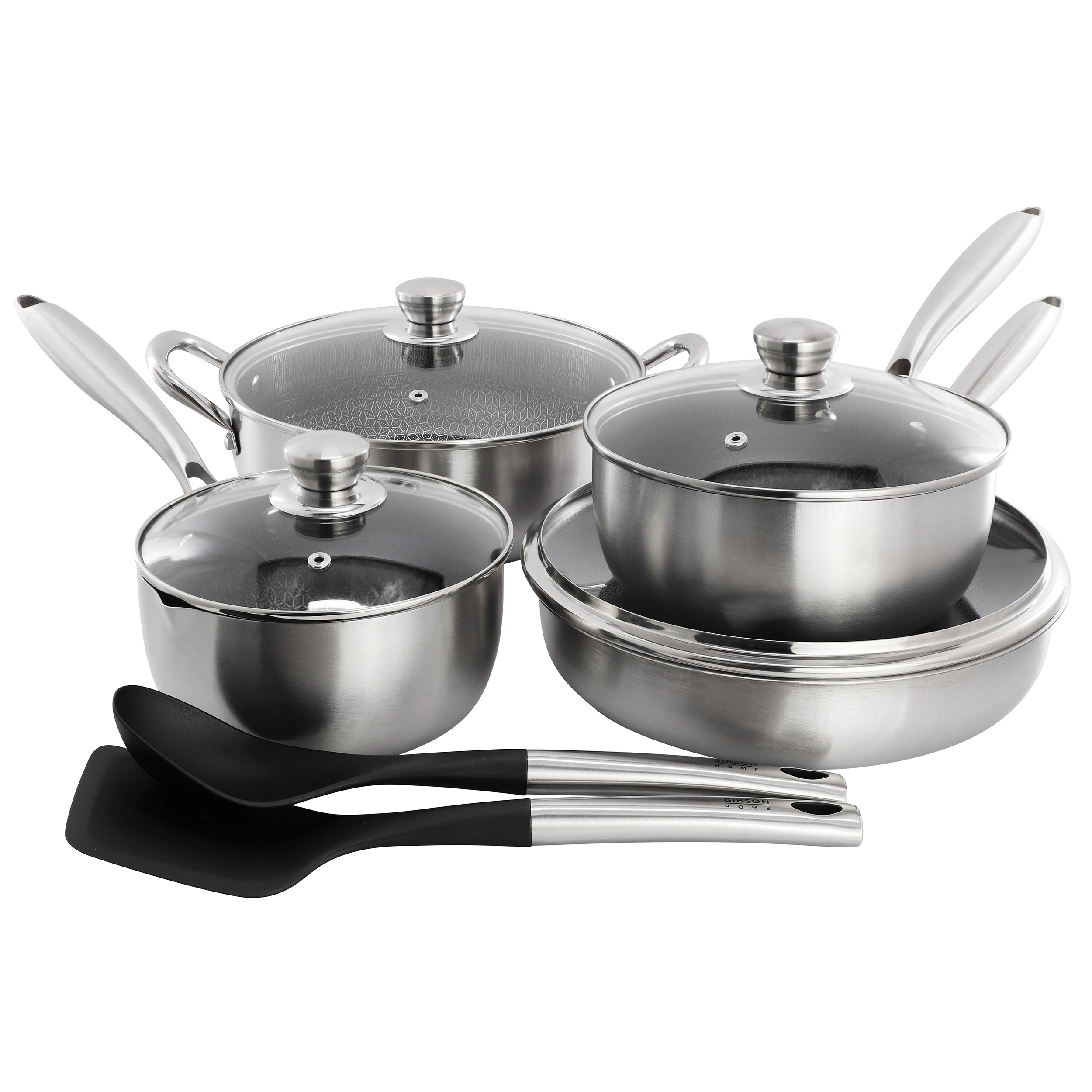 Gibson Home Elsenborn 10 Piece Hybrid Nonstick Stainless Steel Cookware Set