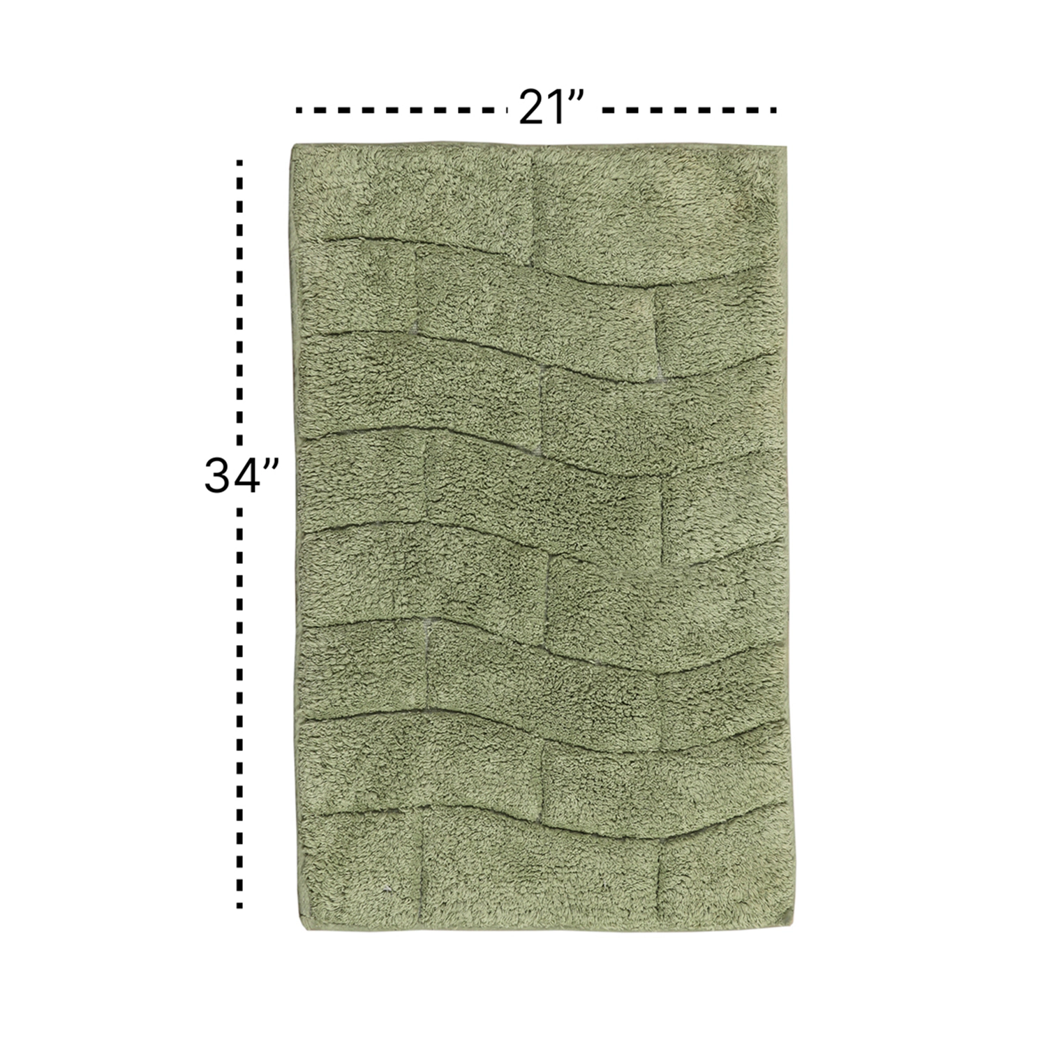 Knightsbridge Stylish And Comfortable All Season Traditional New Tile Design Cotton Bath Rug 21" X 34" Sage