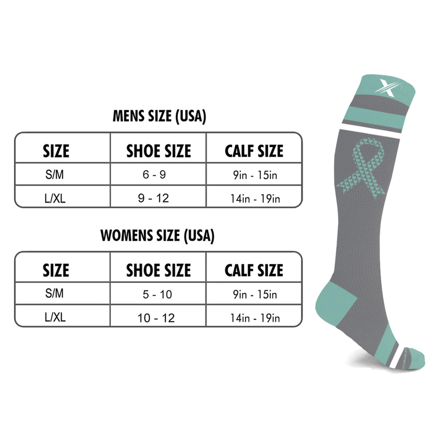 Extreme Fit Cancer Awareness Compression Socks - Knee High For Running 3 Pair