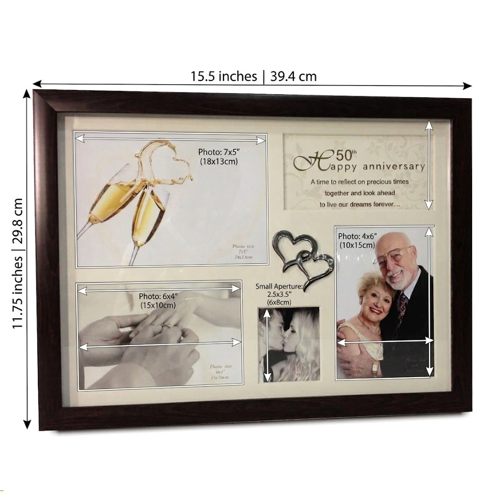 Jiallo Happy 40th Anniversary Dark Wood Collage Picture Frame (15.5" x 11.75")