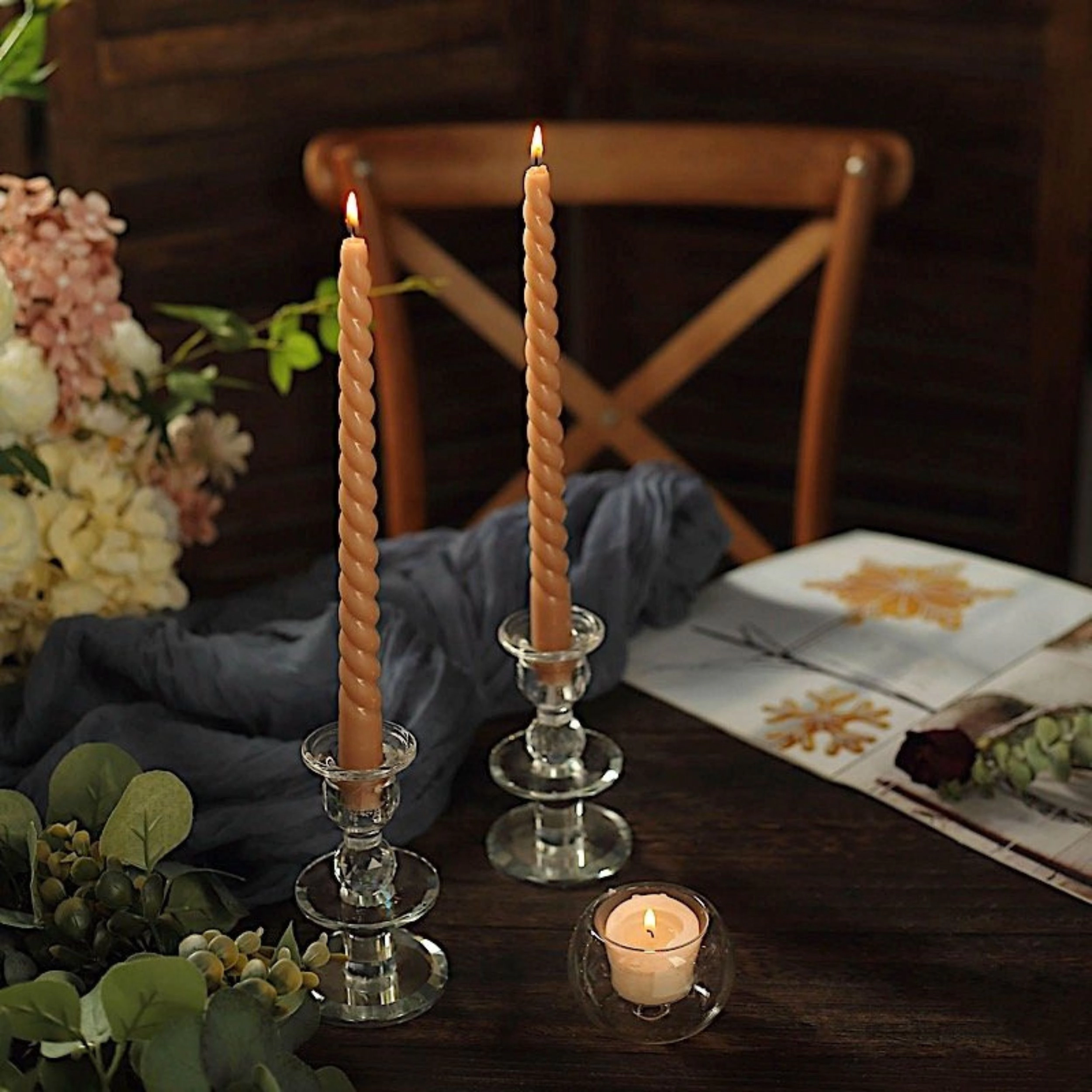 Home Collection 11.25 Inch Spiral Unscented Wax Taper Candles Pack of 12