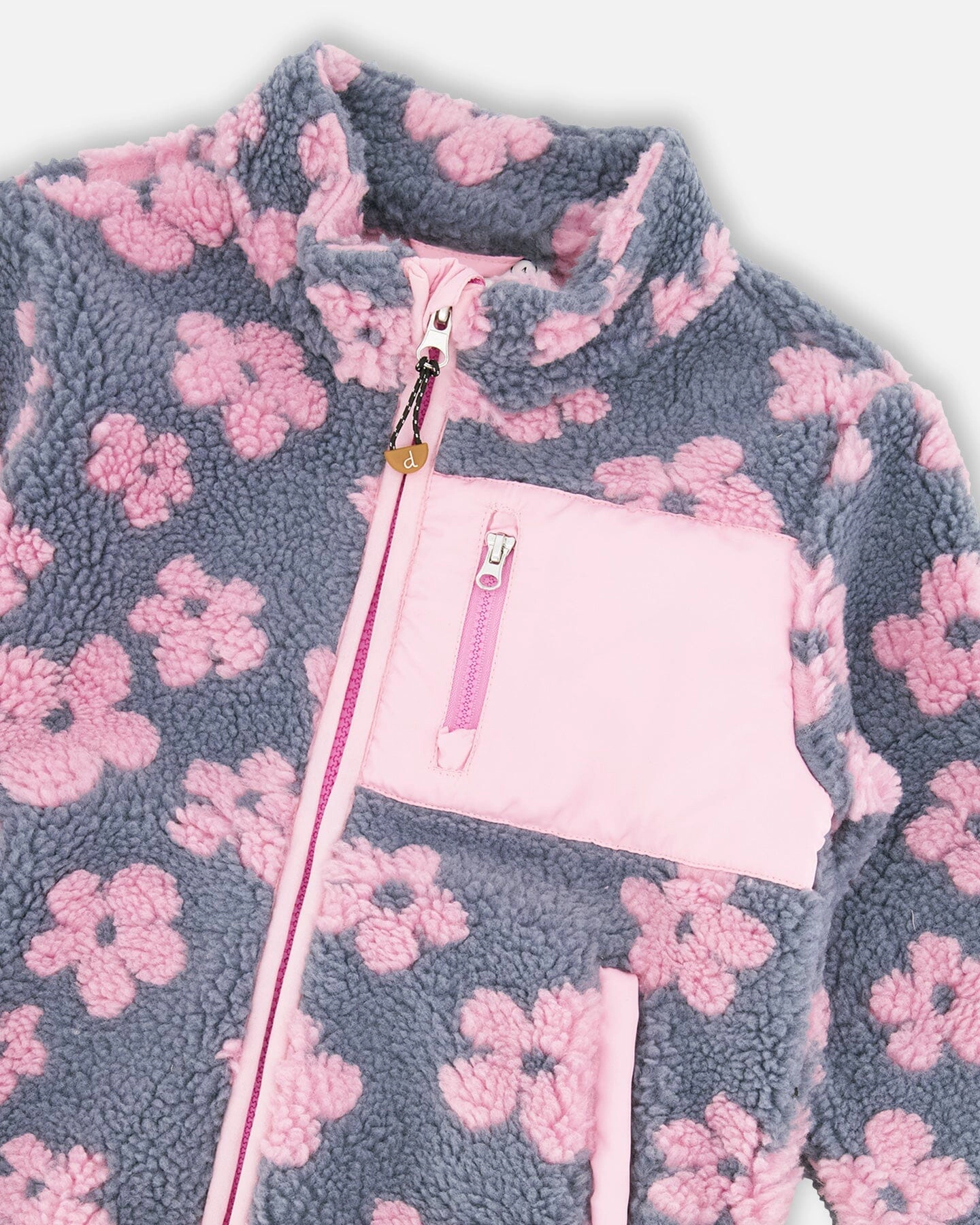 Deux par Deux Girls Sherpa Jacket Flowers