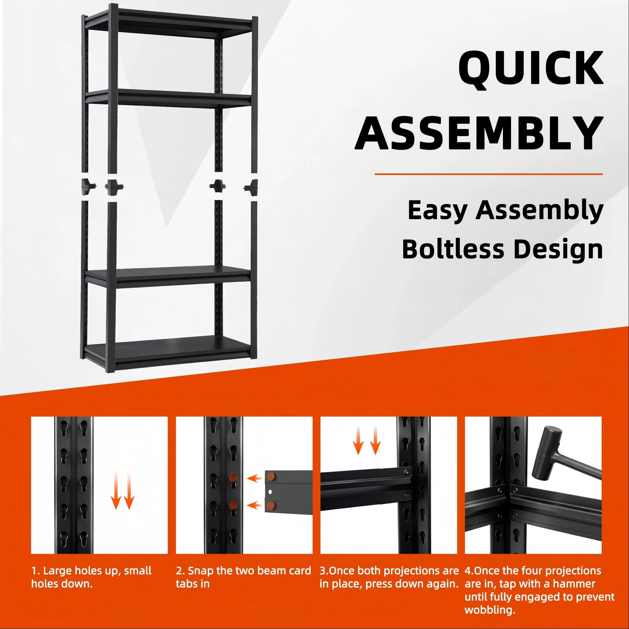 Flynama 5-Tiers Heavy Duty Metal Adjustable Garage Storage Shelving Unit in Black (31.5 in. W x 63 in. H x 15.7 in. D)