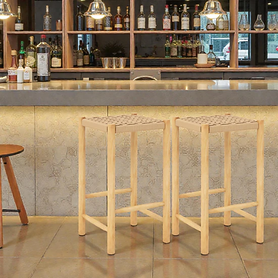 Hivvago 26-Inch Dining Bar Stools with Rubber Wood Frame - Set of 2
