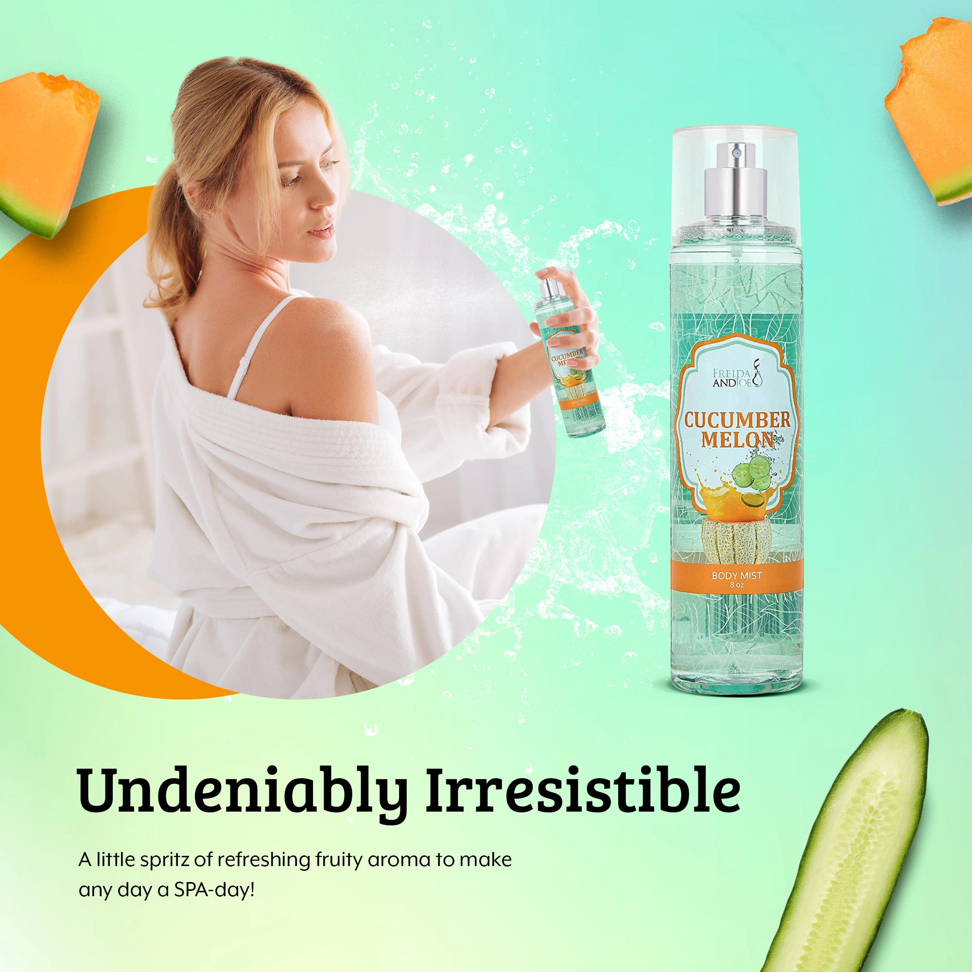 Freida and Joe Women Fine Melon Fragrance Body Mist in 8oz Spray Bottle