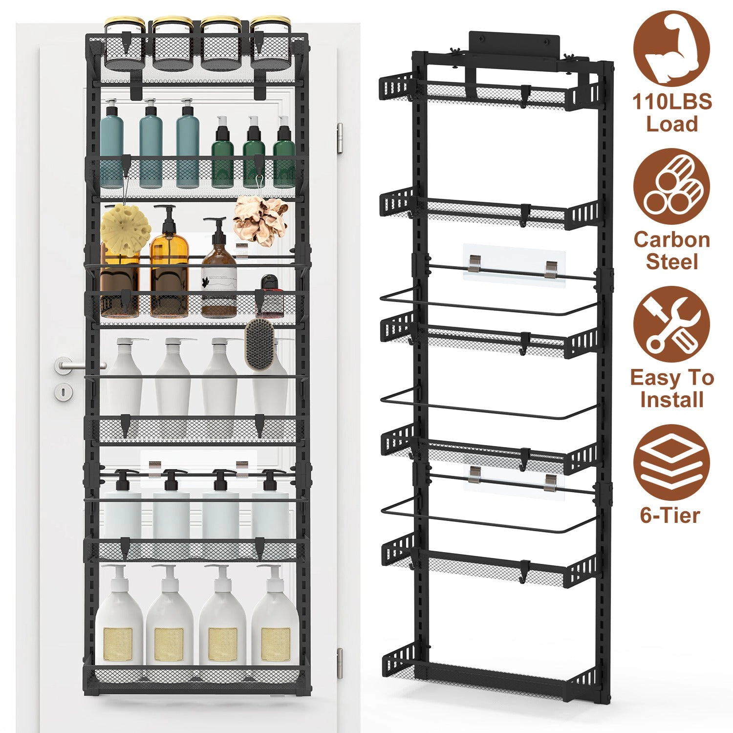 NEW Home Unisex 6-Tier Carbon Steel Over Door Organizer