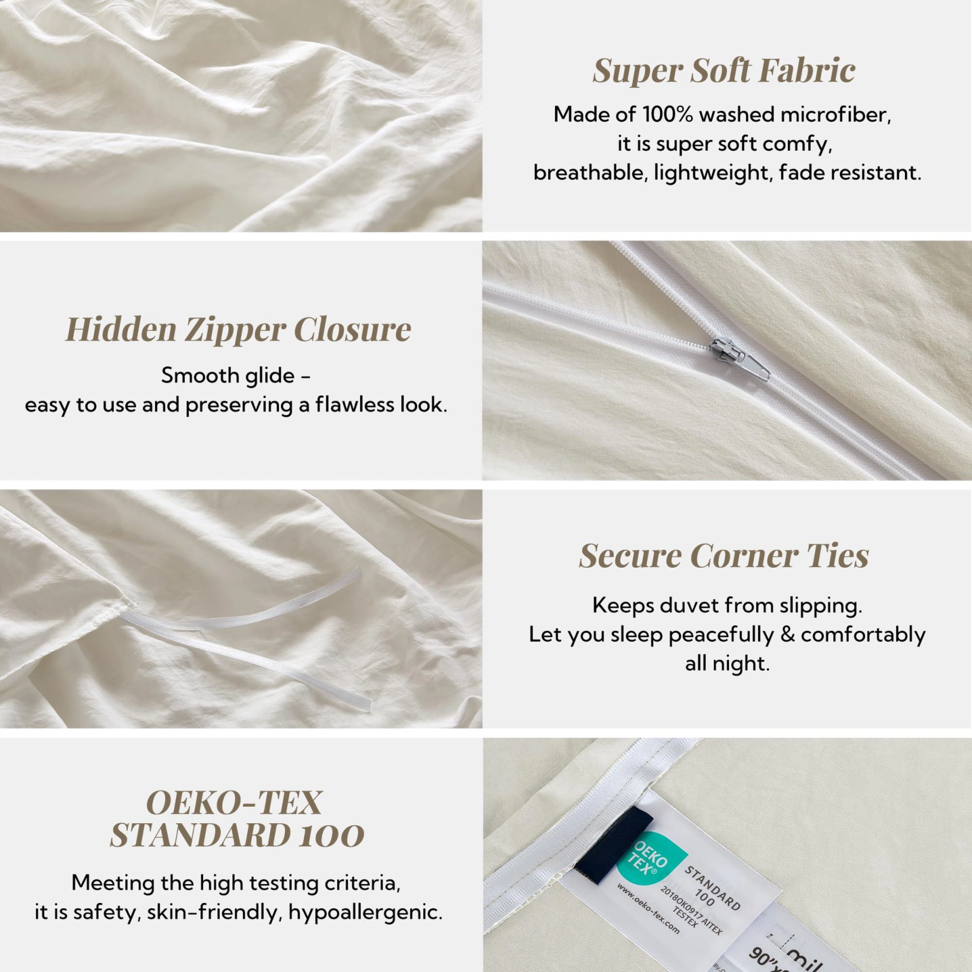 PUPWE Duvet Cover Cal King Ultra Softforter Set 3 Khaki