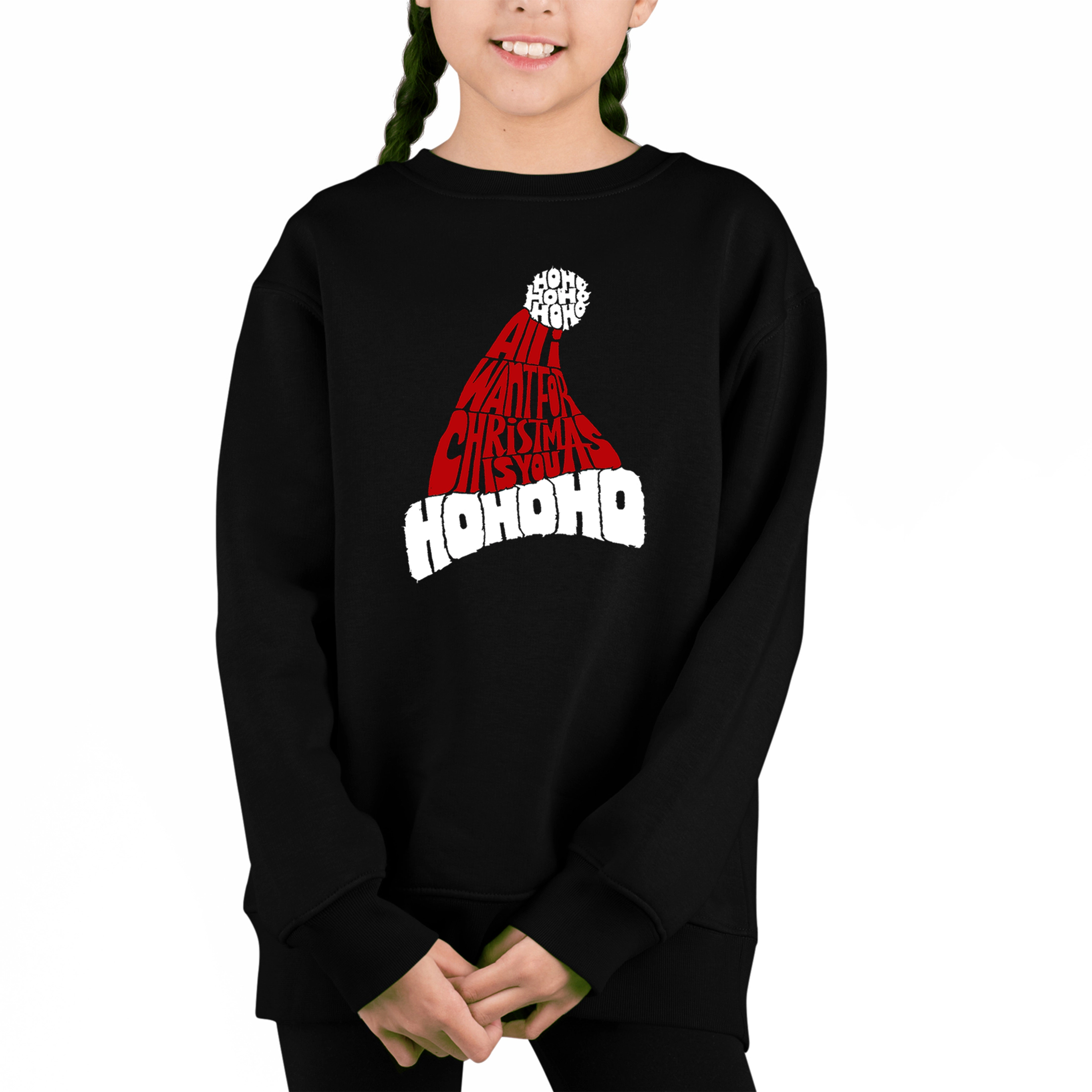 LA Pop Art Girl's Word Sweatshirt - All I Want For Christmas Is You