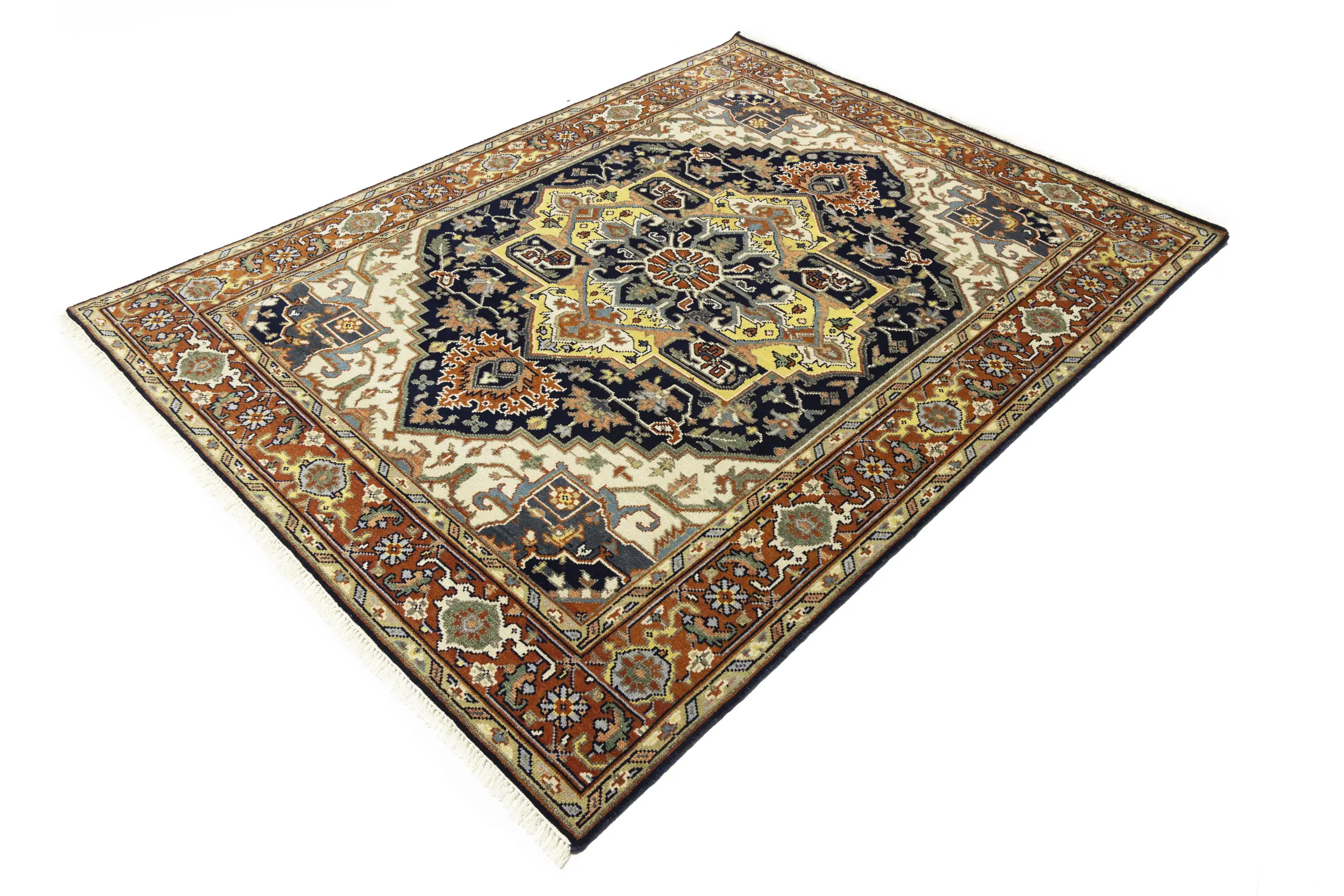 Magic Rugs Dark Navy Floral 8X10 Heriz Serapi Oriental Rug