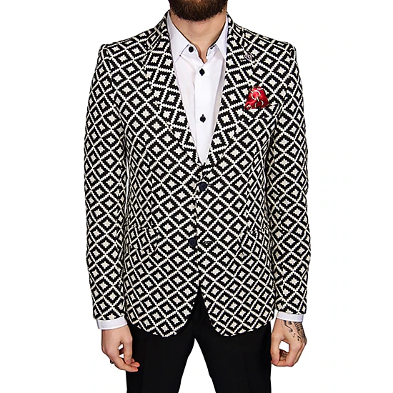 Elie Balleh Men's Slim Fit Postage Stap Sports Coat Jacket