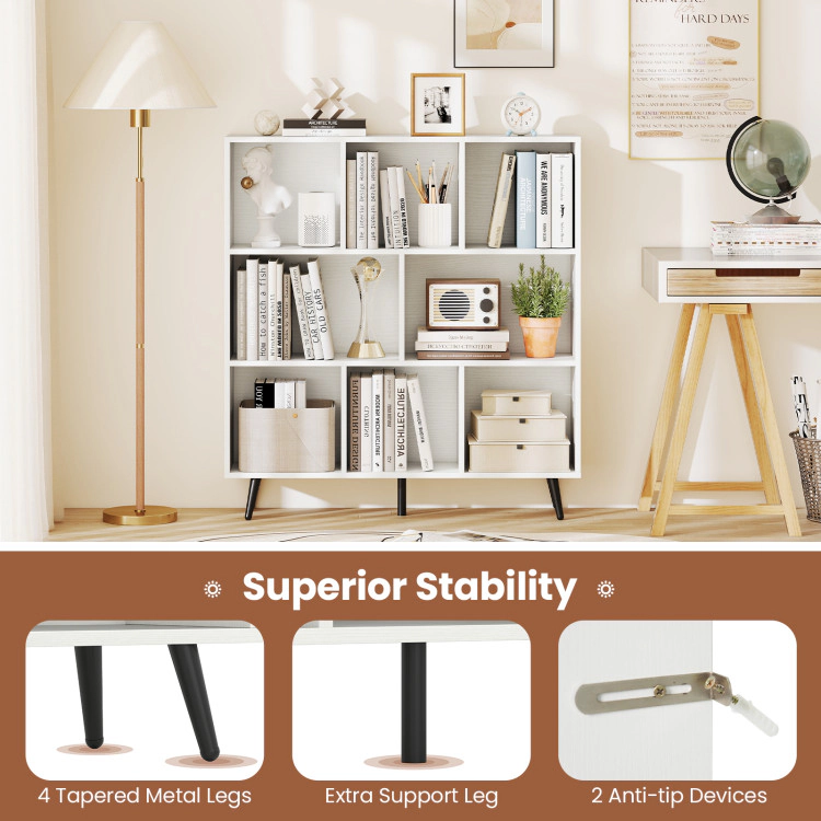 Hivvago 8-Cube Bookcase with 5 Tapered Metal Legs