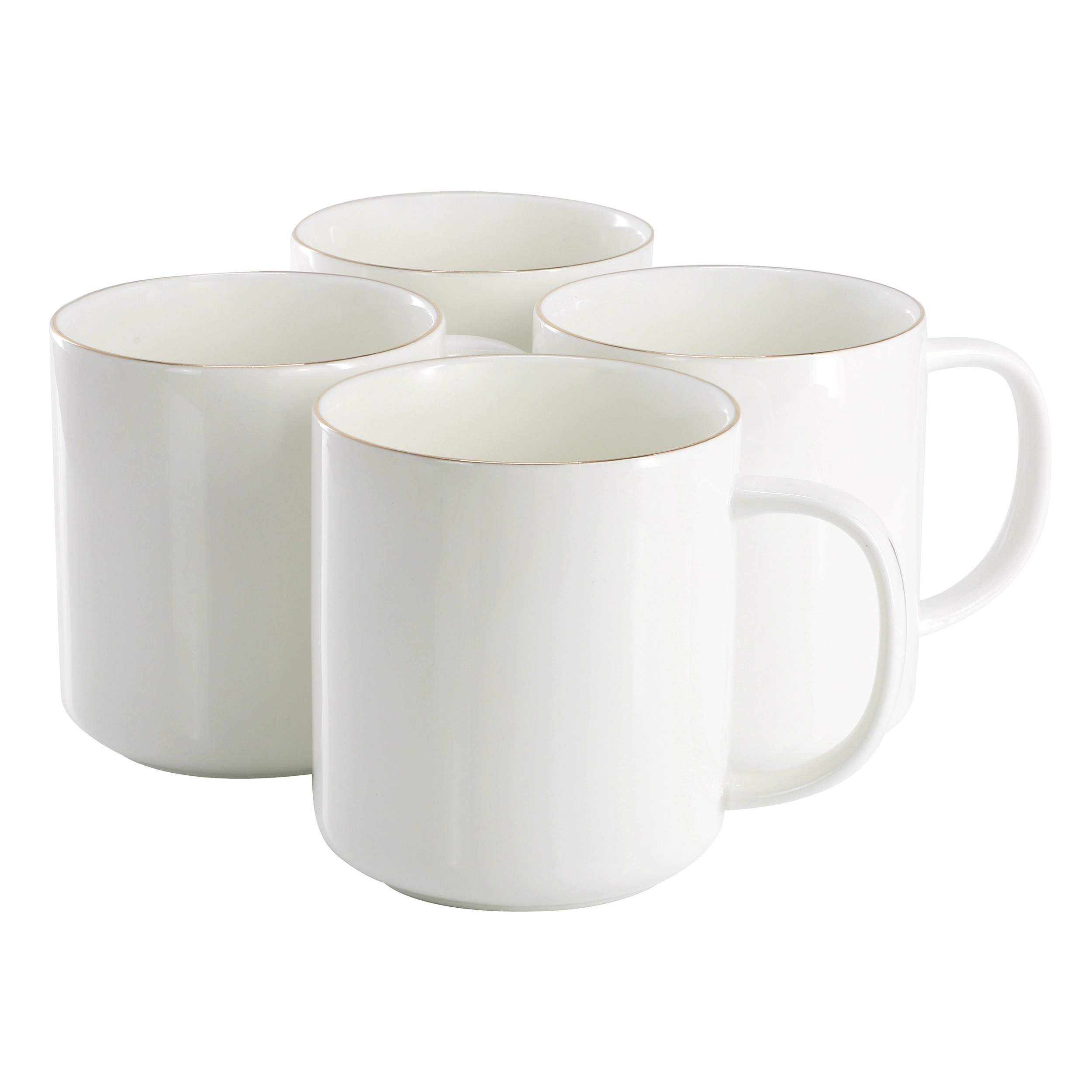 Martha Stewart Fine Ceramic 4 Piece 14 Ounce Round Mug Set in White