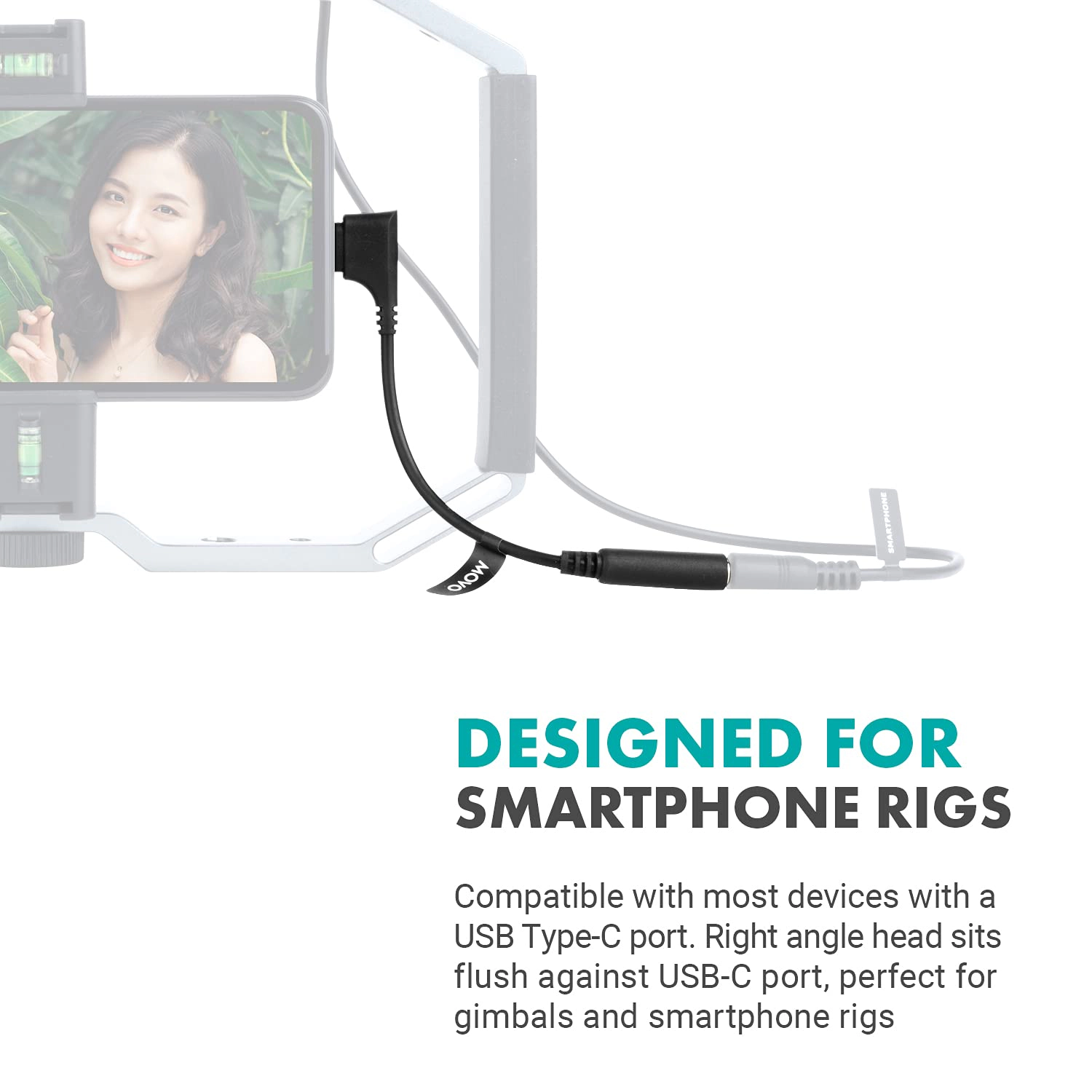 Movo UCMA-3 Female 3.5mm TRRS to USB-C Right Angle Mic. Cable