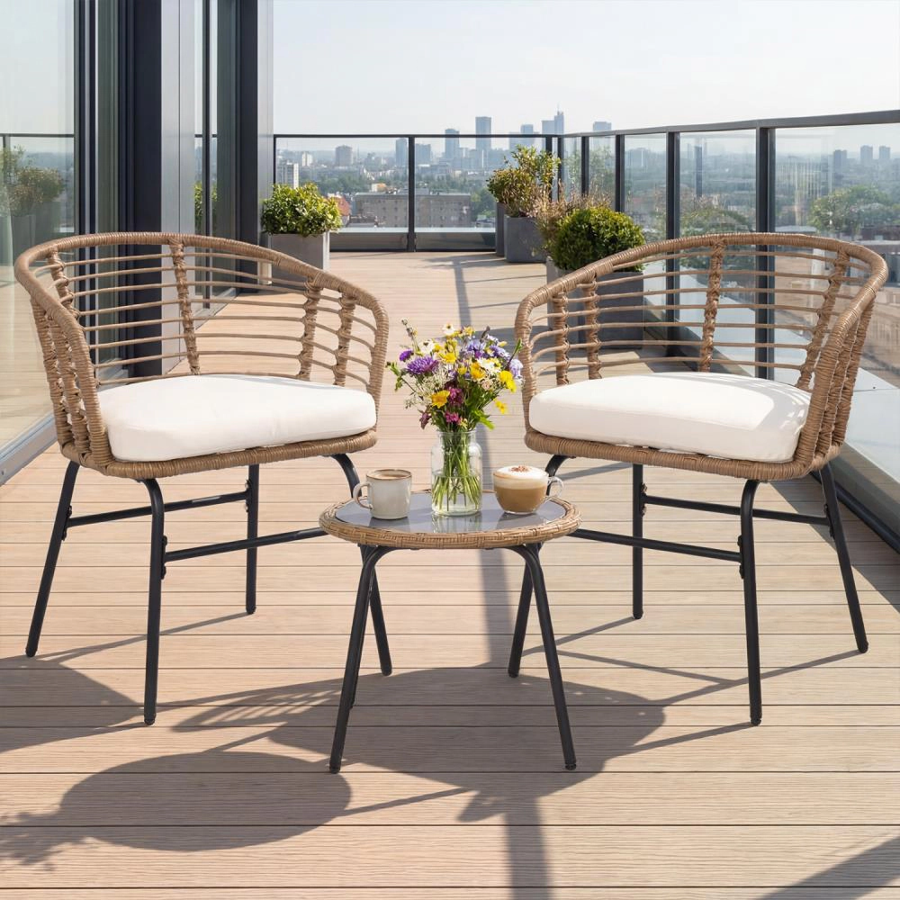Hivvago 3 Pieces Outdoor Patio Furniture Set With Soft Cushions