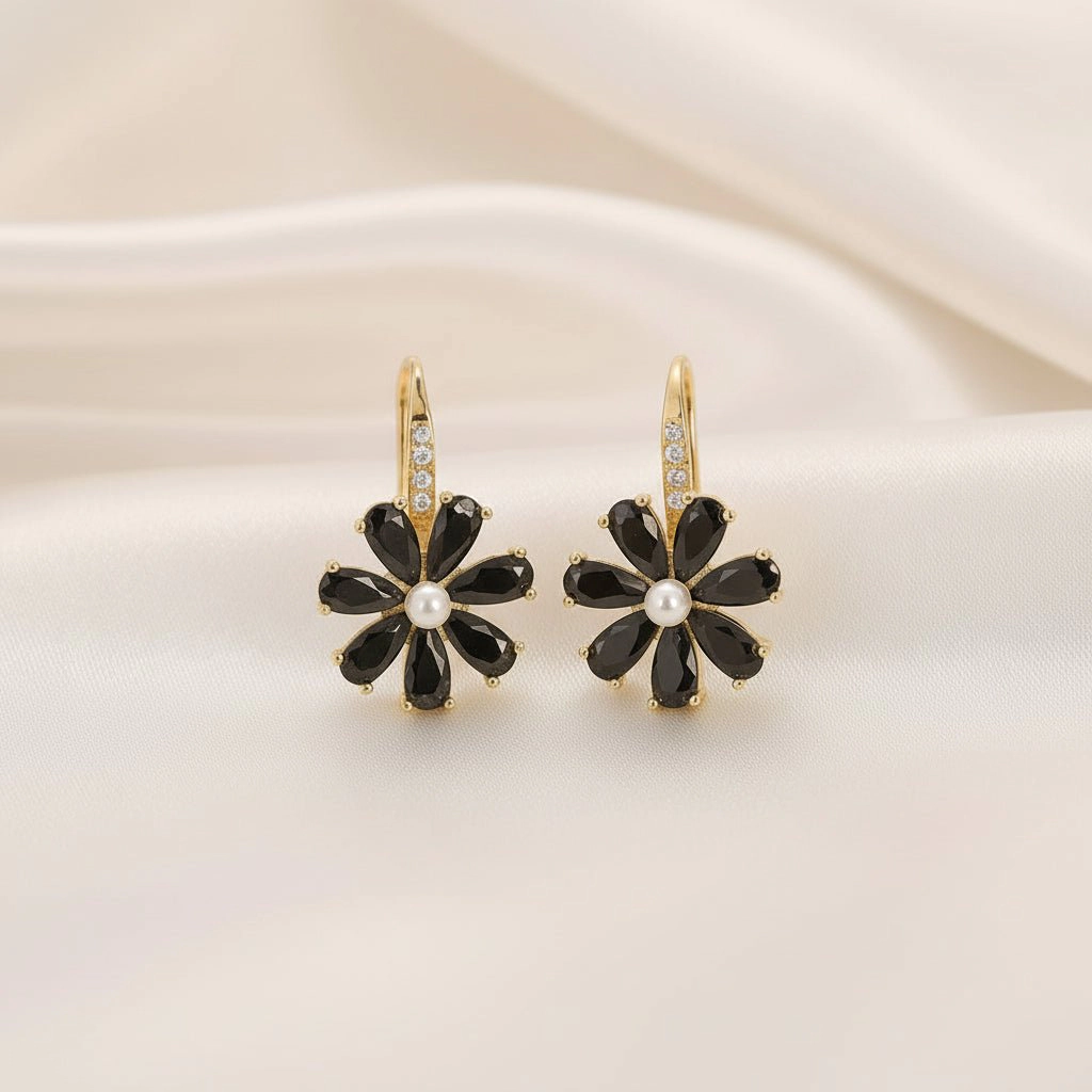 DressAtR Women's Flower Gold Tone Earrings