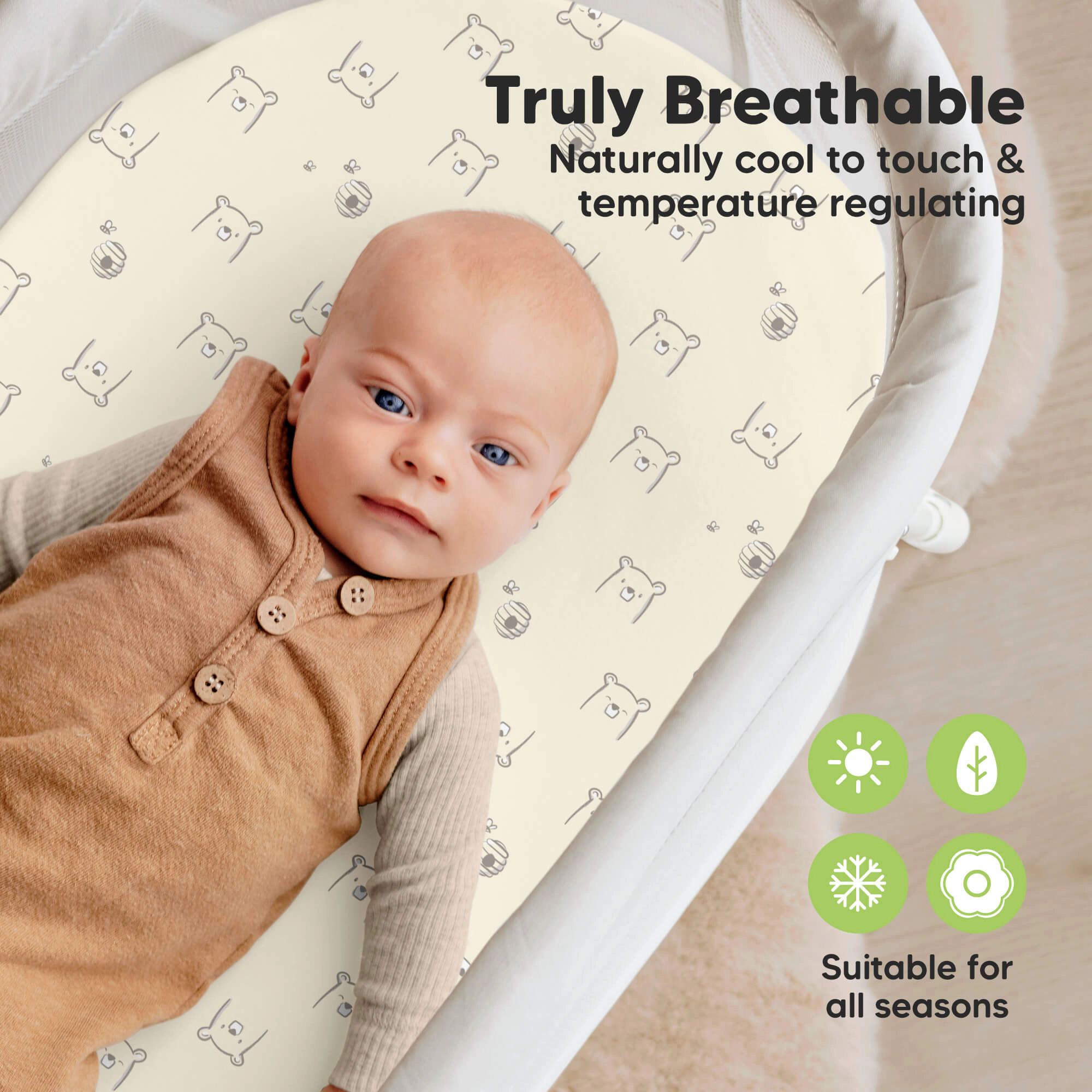 KeaBabies 2-Pack Isla [Protect+] Waterproof Bassinet Sheets