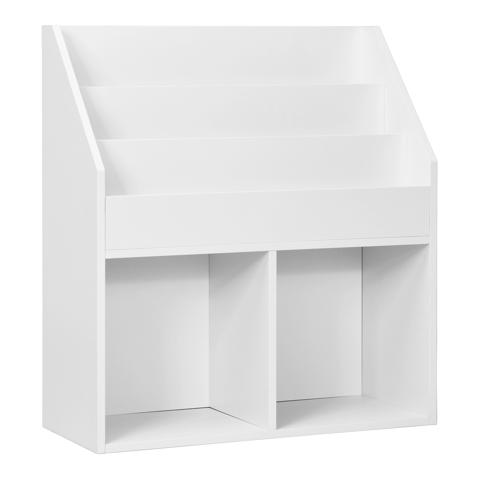 SUGIFT Kids Tiered Front-Facing Display Shelves Wooden Toy Storage Bookcase 29-in x 12-in x 32-in 33-lb Shelf White