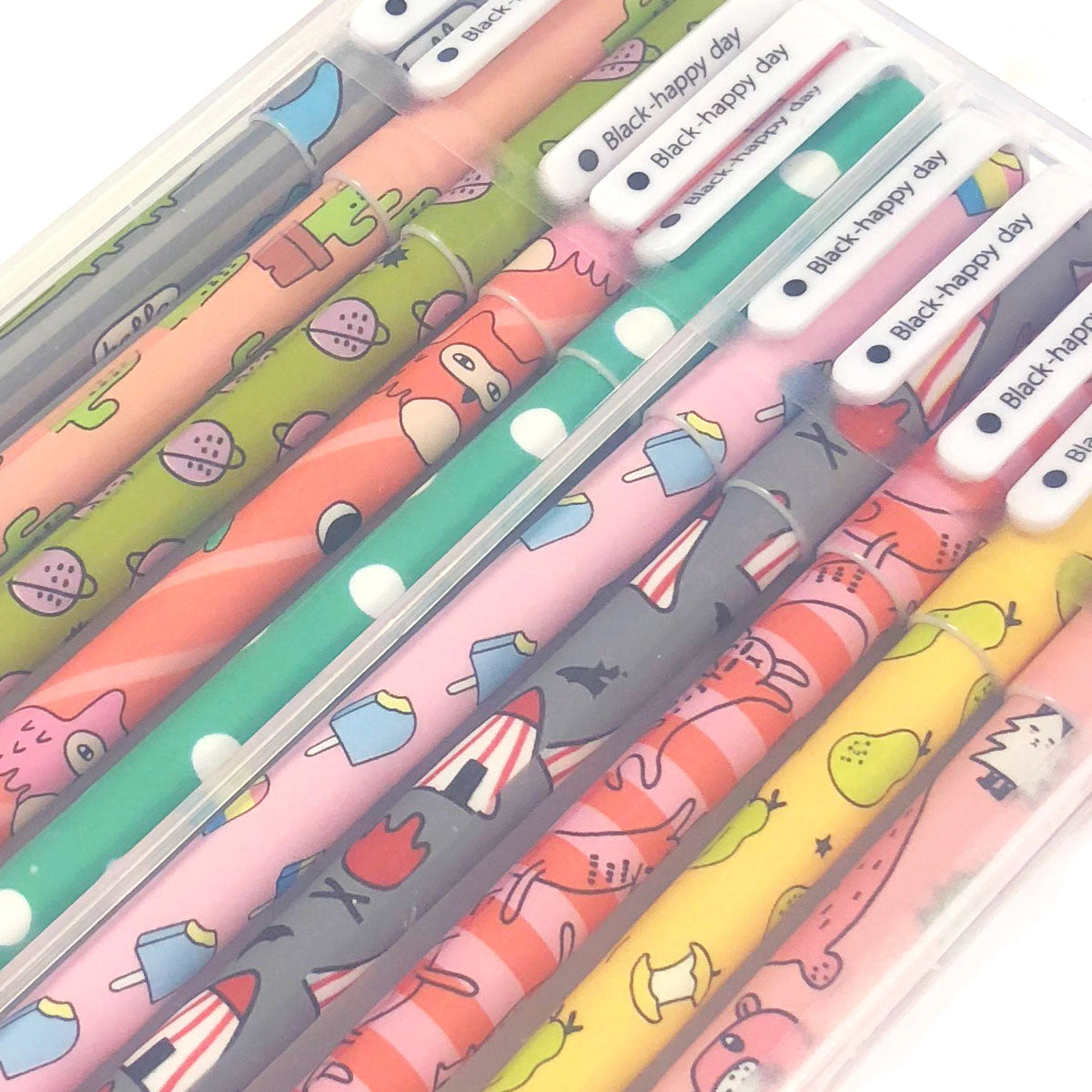 Wrapables Cute Novelty Gel Ink Pens, 0.5mm Fine Point, Cartoon Animal Black Ink, Set of 10