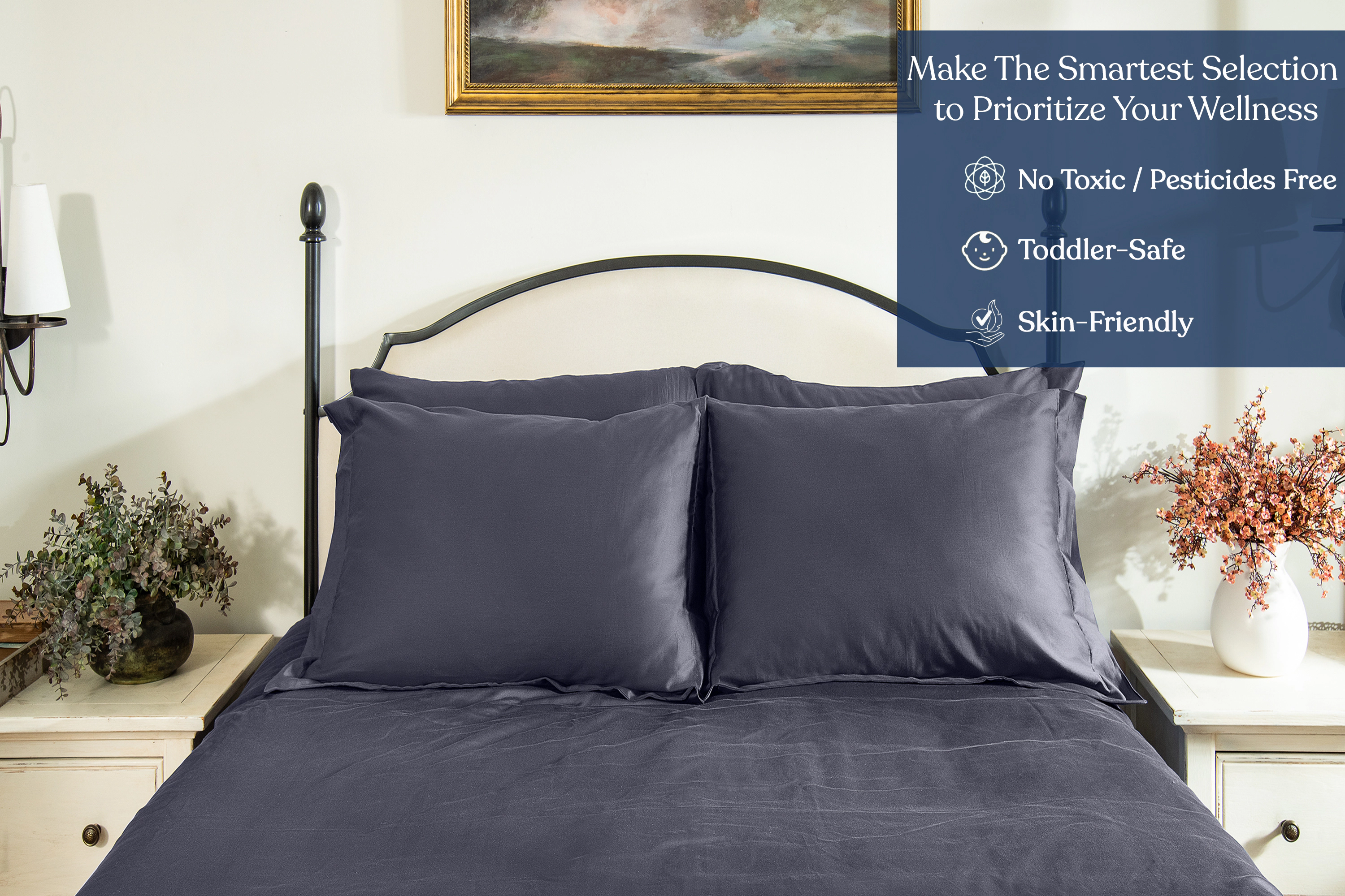 Delara GOTS Certified Organic Cotton Euro Sham Pack of 2 Long Staple 400 Thread Count Ultra Soft