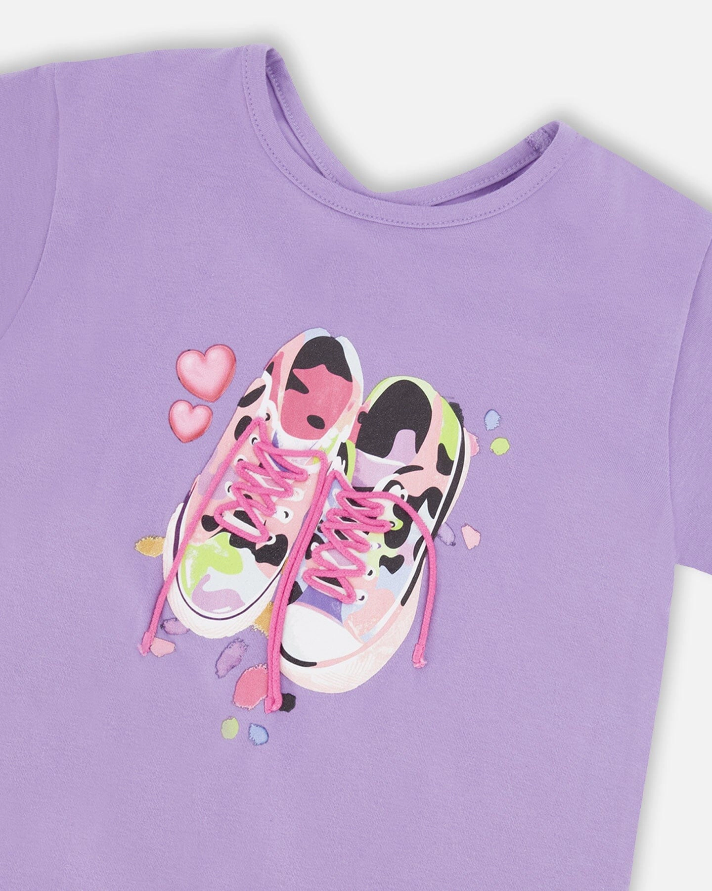 Deux par Girls Organic Cotton Jersey T-Shirt with Sneakers