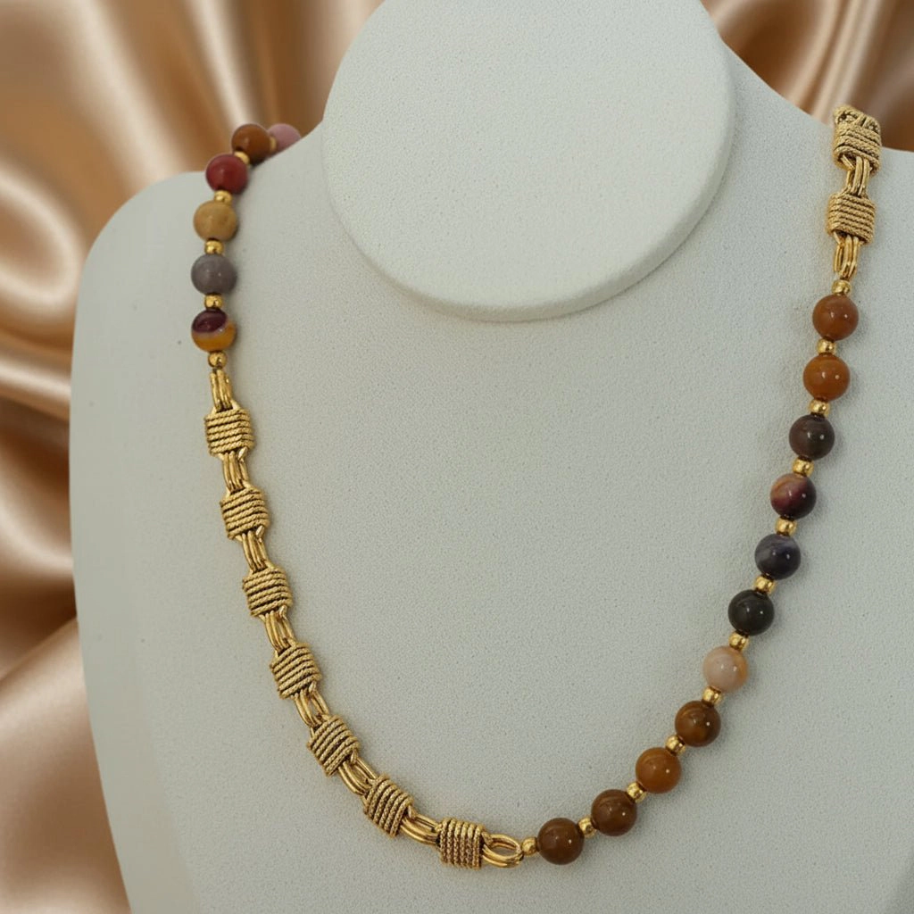 DressAtR Women's Agate 18K Gold Plated Necklace