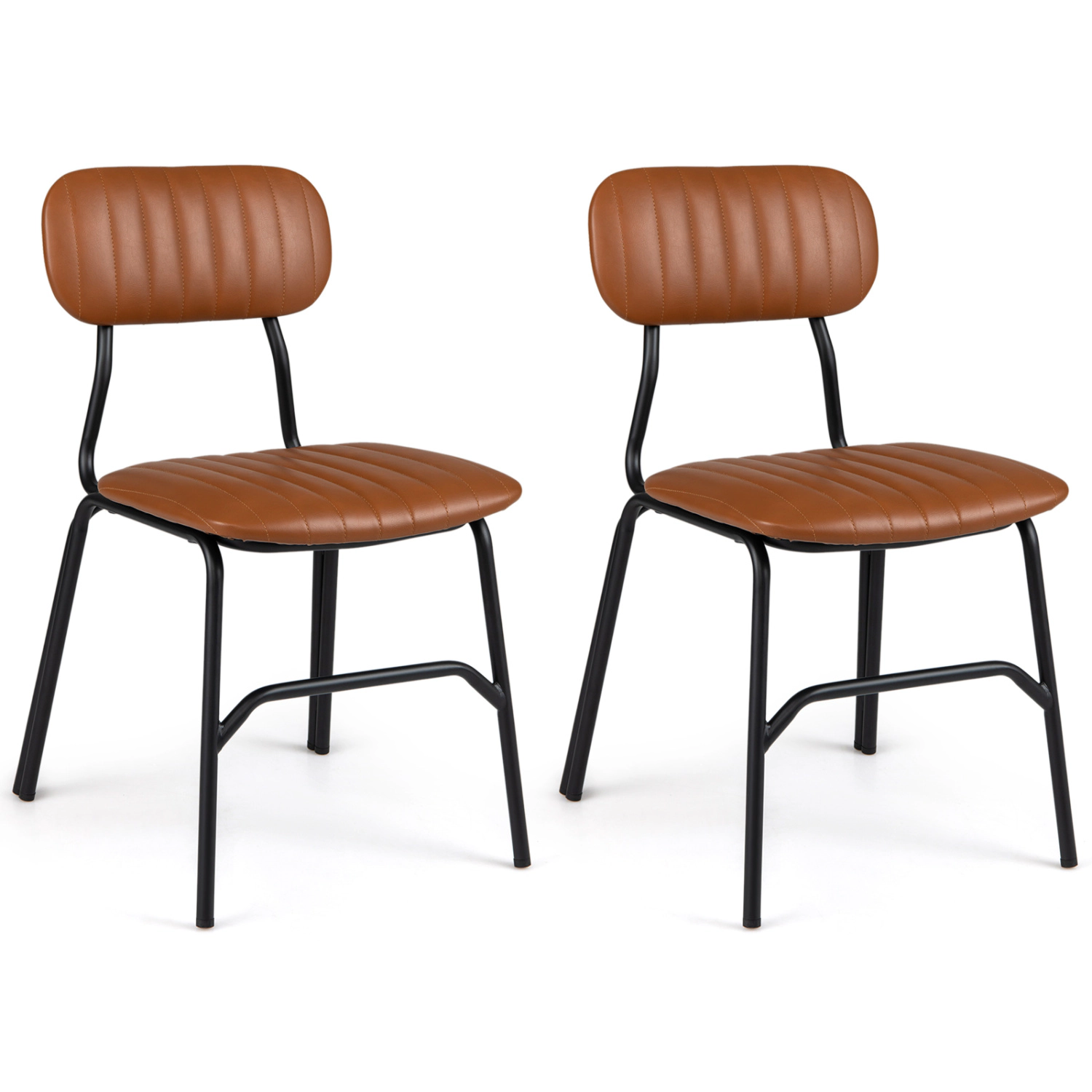 LJG Set of 2 Modern Dining Chairs with Ergonomic Back Metal Legs Exquisite Rivet and Embellished Edges