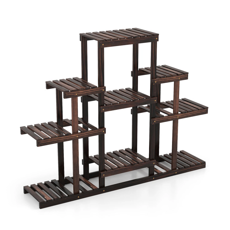 Hivvago Indoor Outdoor Wood Plant Stand Multi-Tiered Corner Plant Shelf Flowerpot Holder