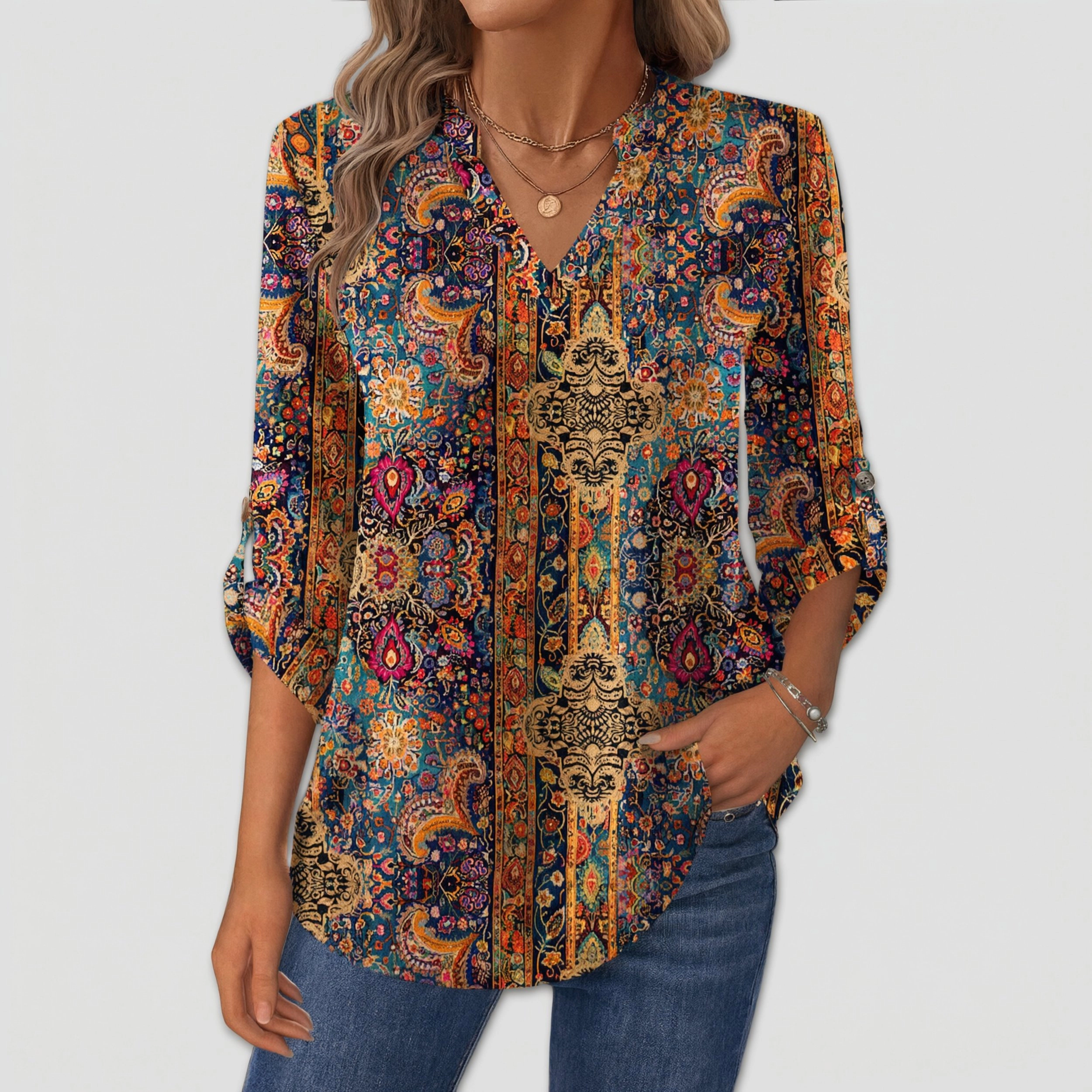Zeagoo Women Floral V Neck Blouse