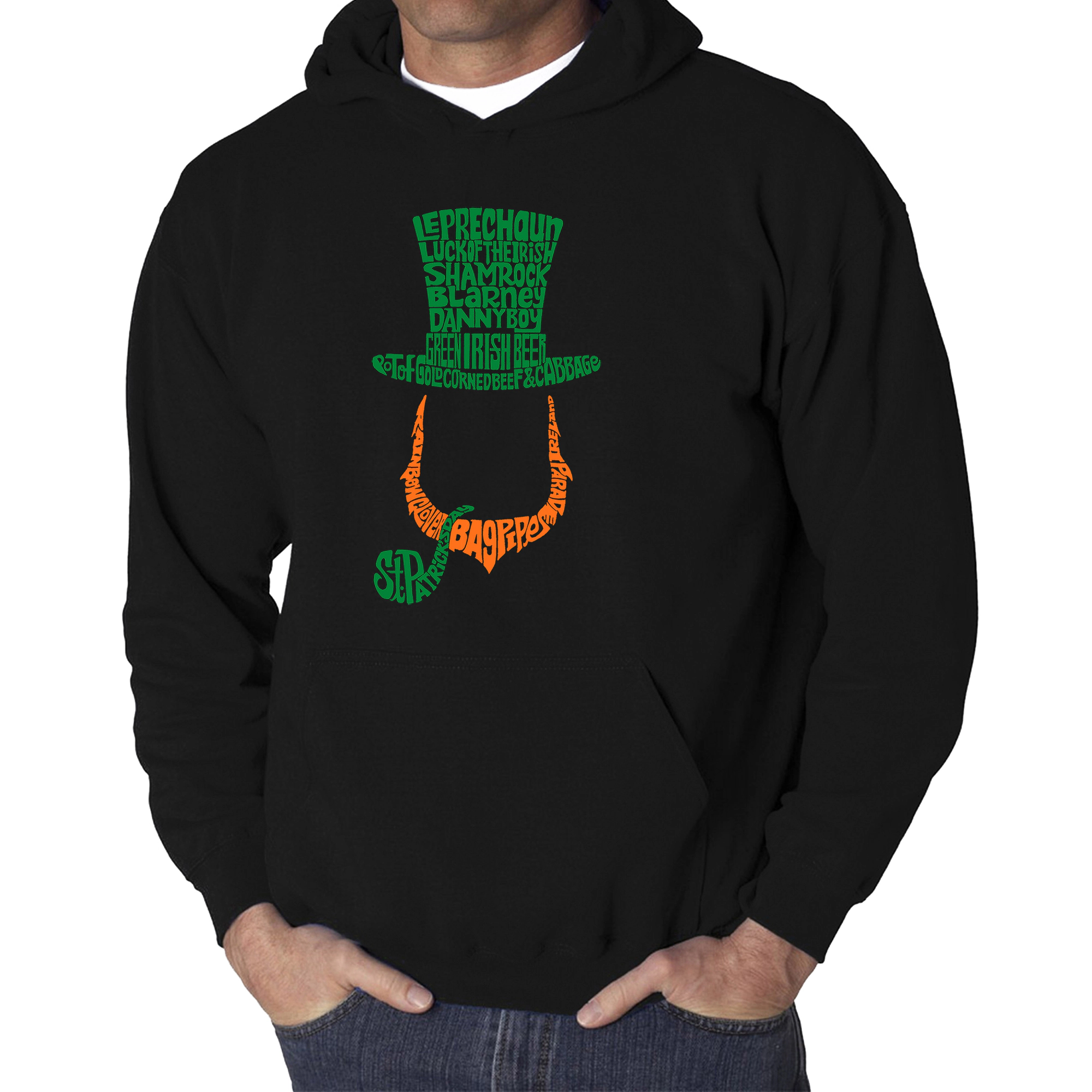 LA Pop Art Leprechaun - Men's Word Hooded Sweatshirt