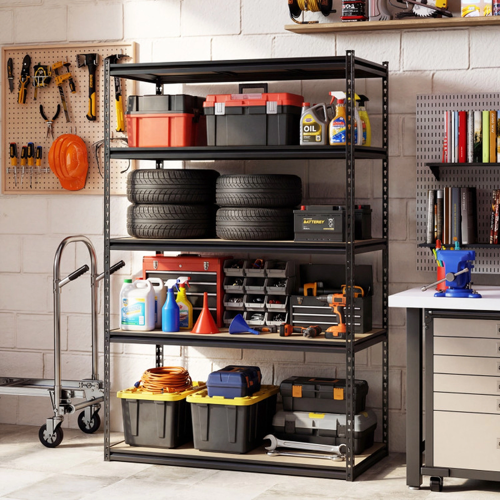 SUGIFT Set of 2 5-Tier 2200-lb Capacity Adjustable Heavy Duty Metal Storage Shelves Shelving Unit
