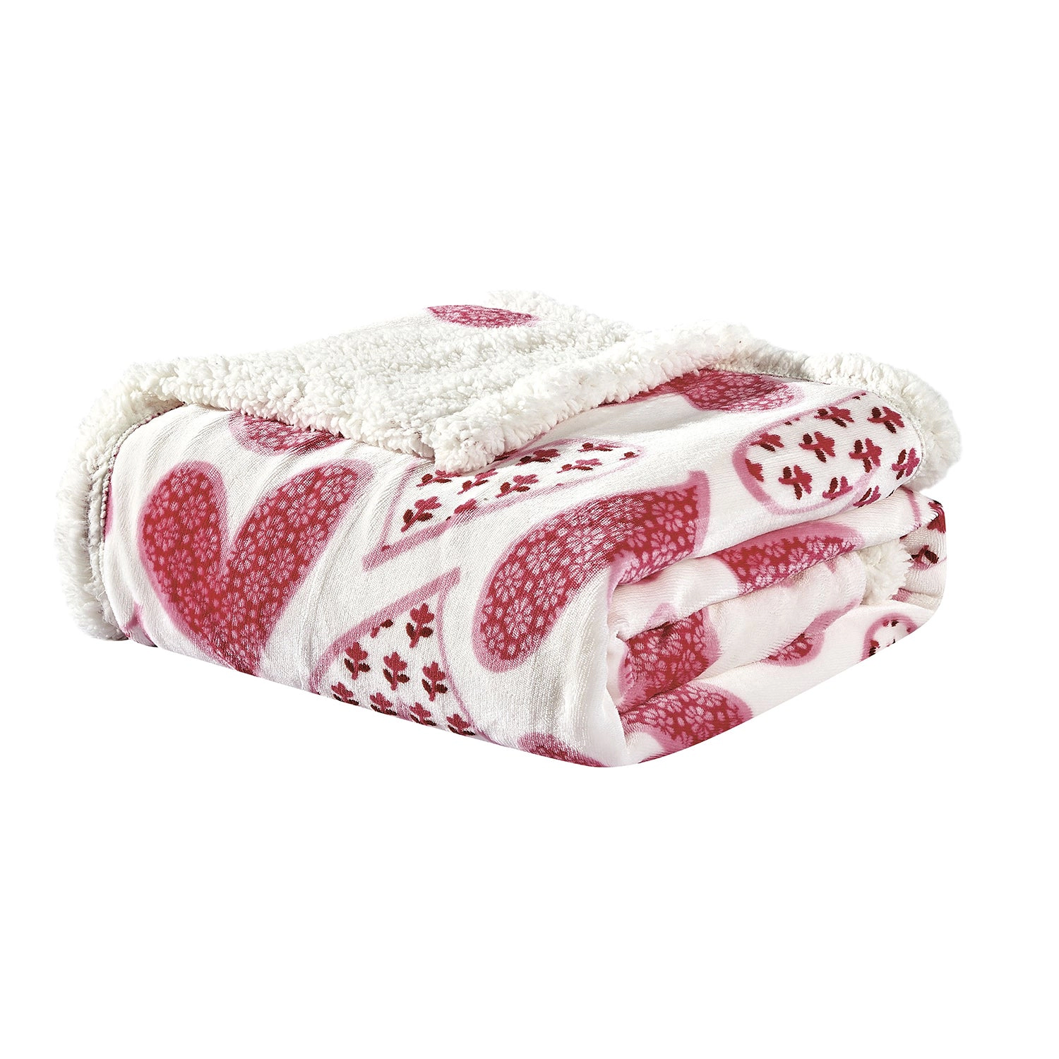 Plazatex Valentine Scarlett Sherpa Plush Decorative Throw Blanket 50" x 60" Pink