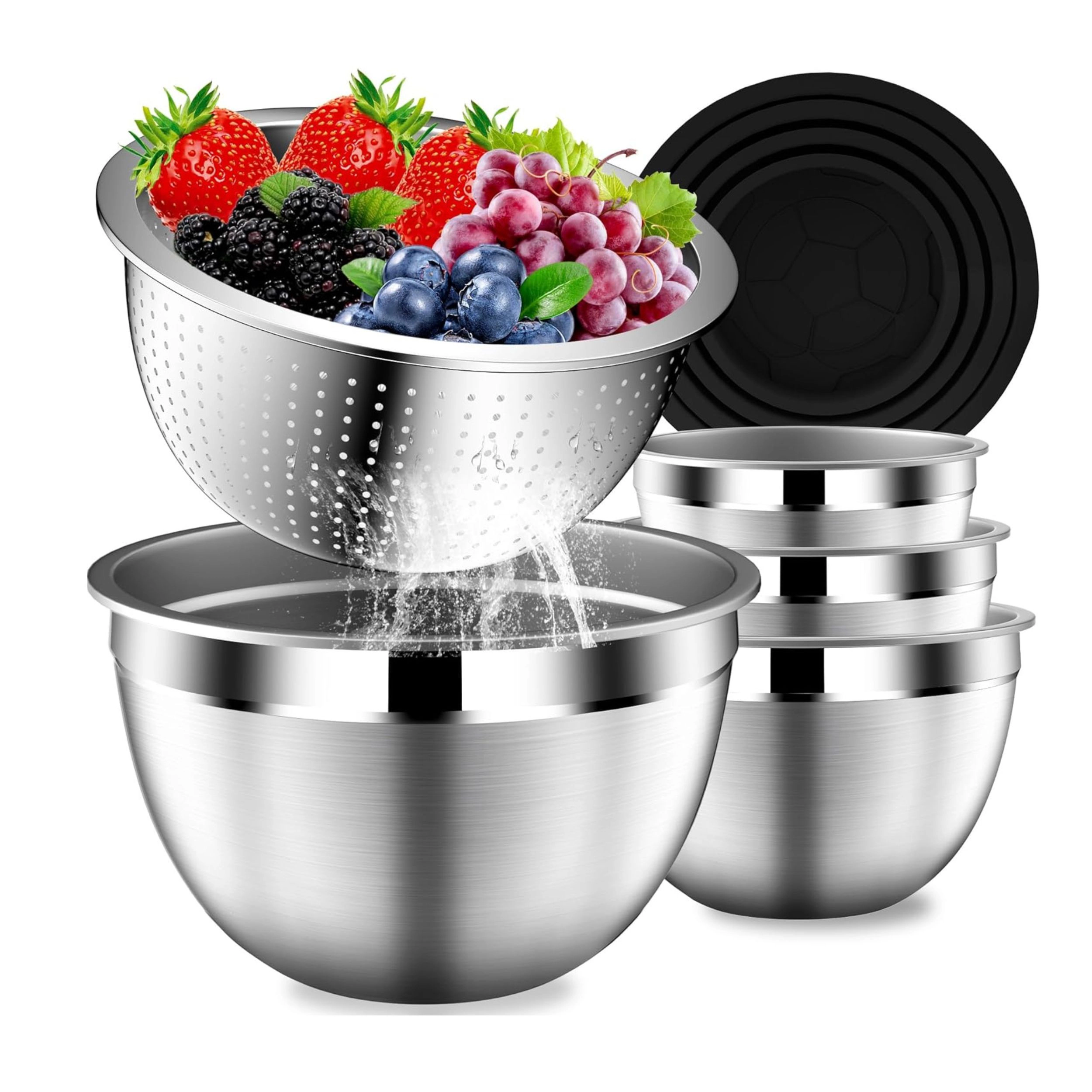 Stock Preferred Stainless Steel Mixing Bowls with Lids Colander and Strainer Set