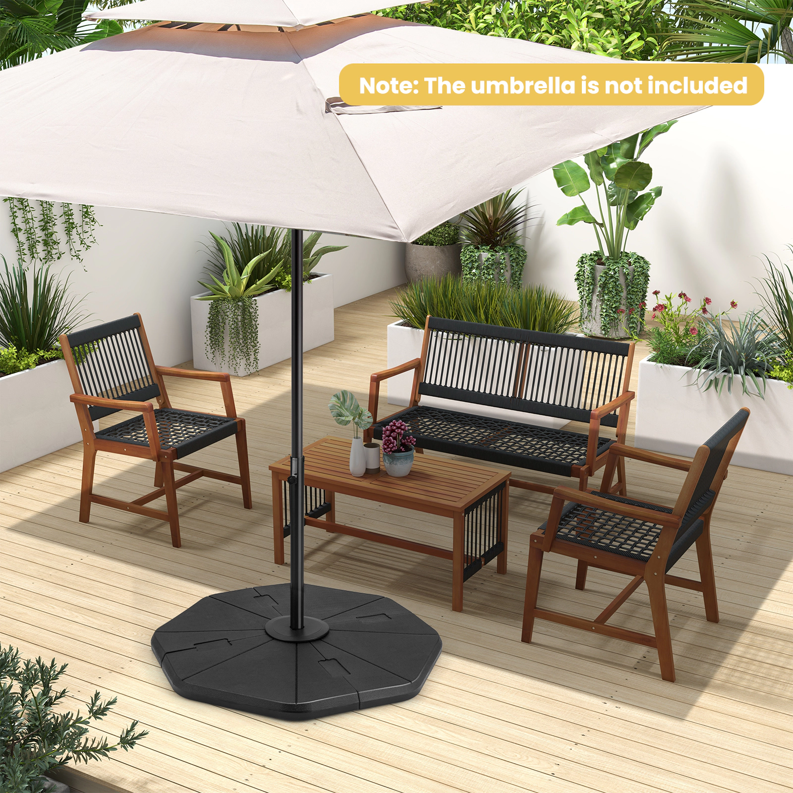 Slickblue 4 Piece Patio Umbrella Weight Base Set for Offset Umbrella Cross Frame Black