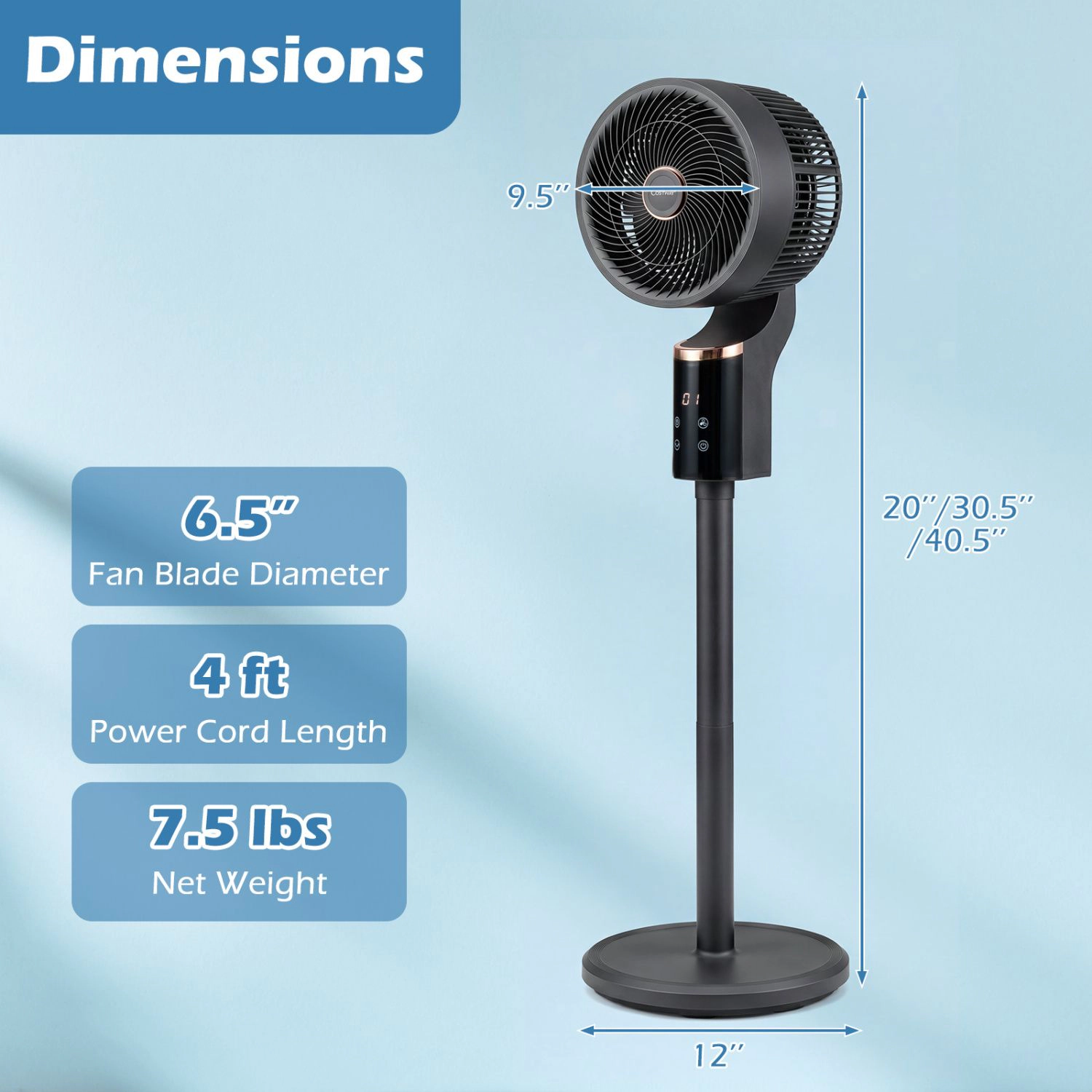 SlickBlue Air Circulator Fan for Bedroom, Office and Living Room with Wide Angle Oscillation
