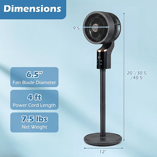 SlickBlue Air Circulator Fan for Bedroom, Office and Living Room with Wide Angle Oscillation