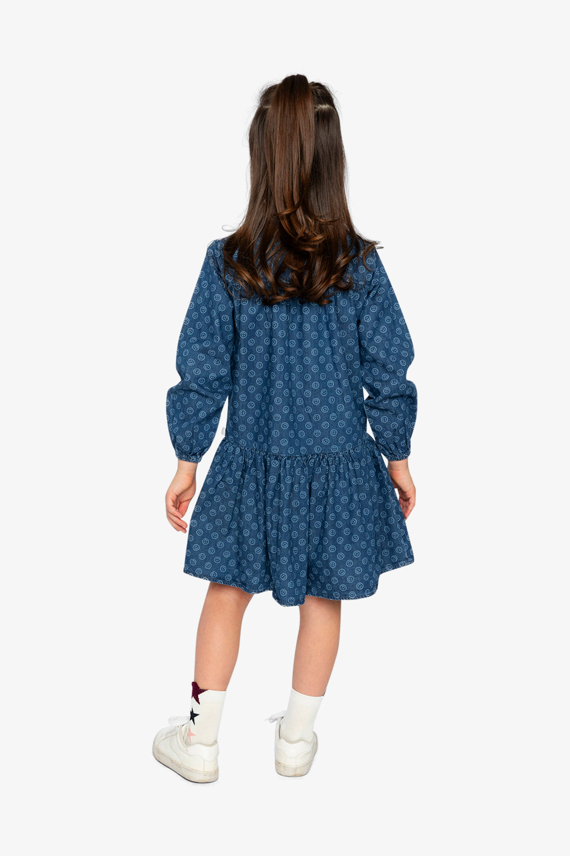 Deux par Deux Girls Smiley Print Shirt Dress
