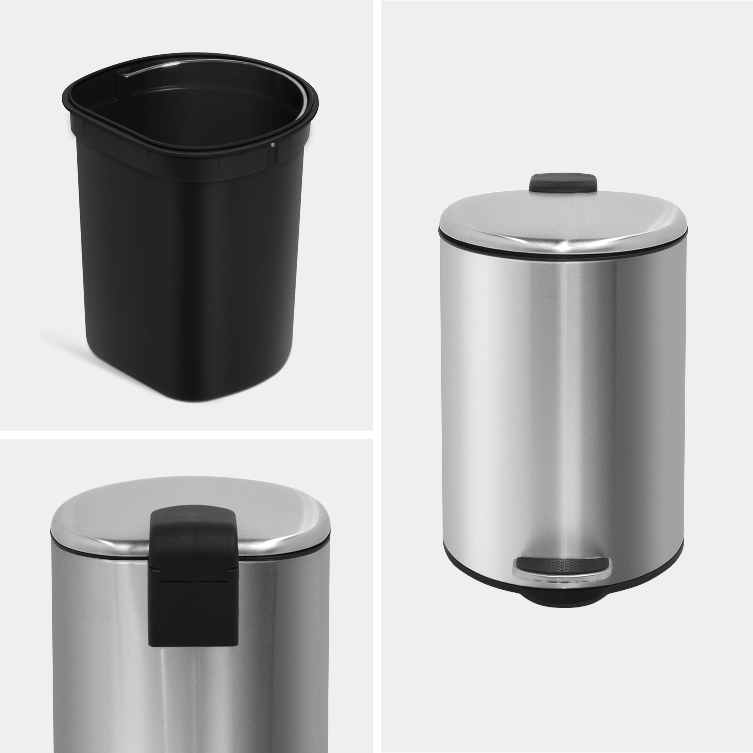 Innovaze 1.85 Gal./7 Liter Semi Round Brushed Step-on Trash Can for Bathroom and Office