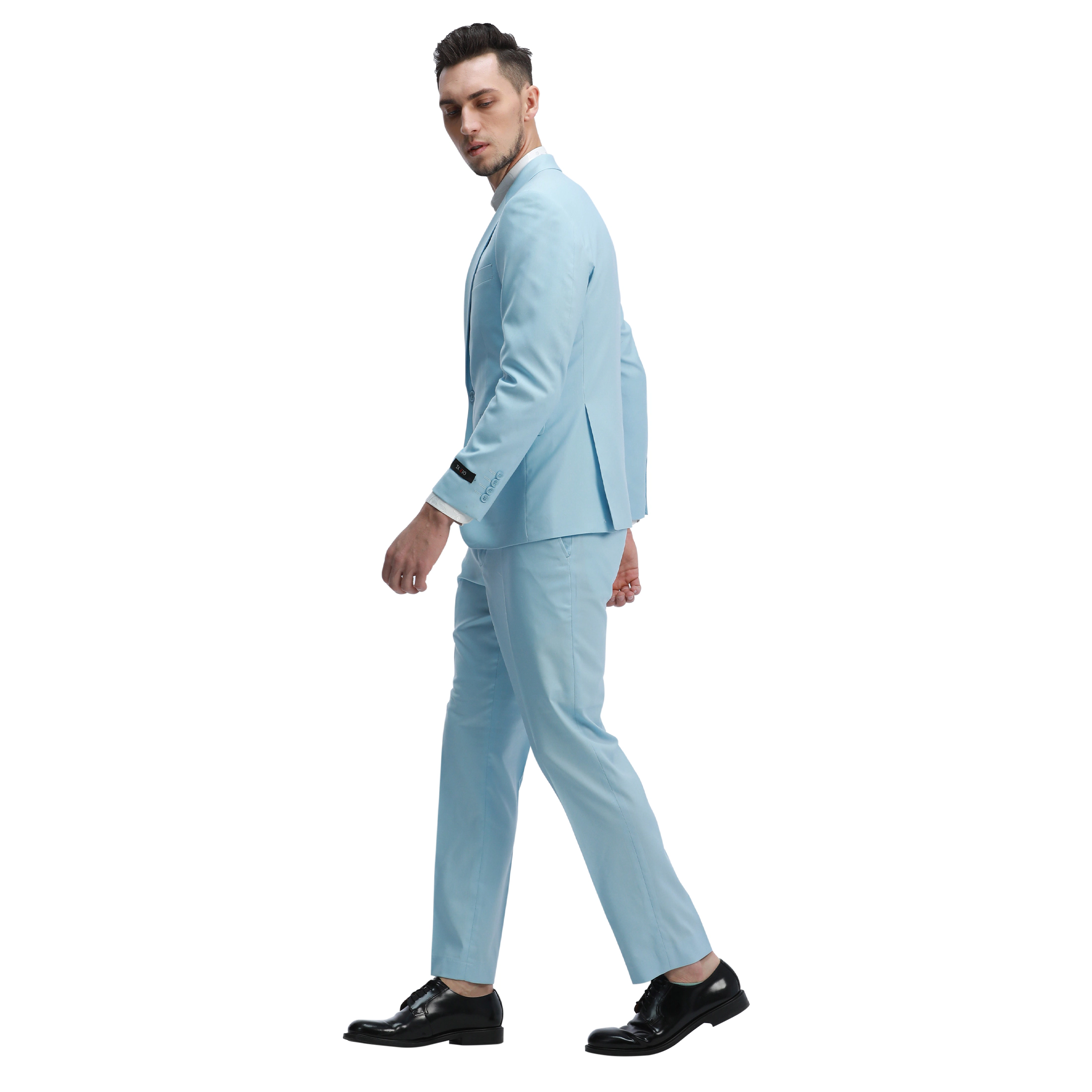 Tazzio Men's Skinny Fit 3 Piece Solid Suit Set, Double Breasted Vest