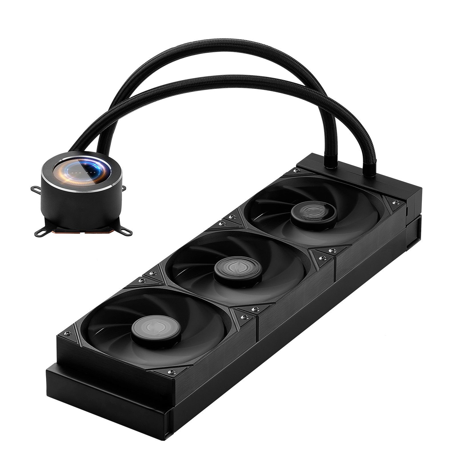 HONGGE CPU Liquid Cooler, AIO CPU Water Cooler, 120mm PWN Fans, Pump, Display, Black CPU Cooling Fan