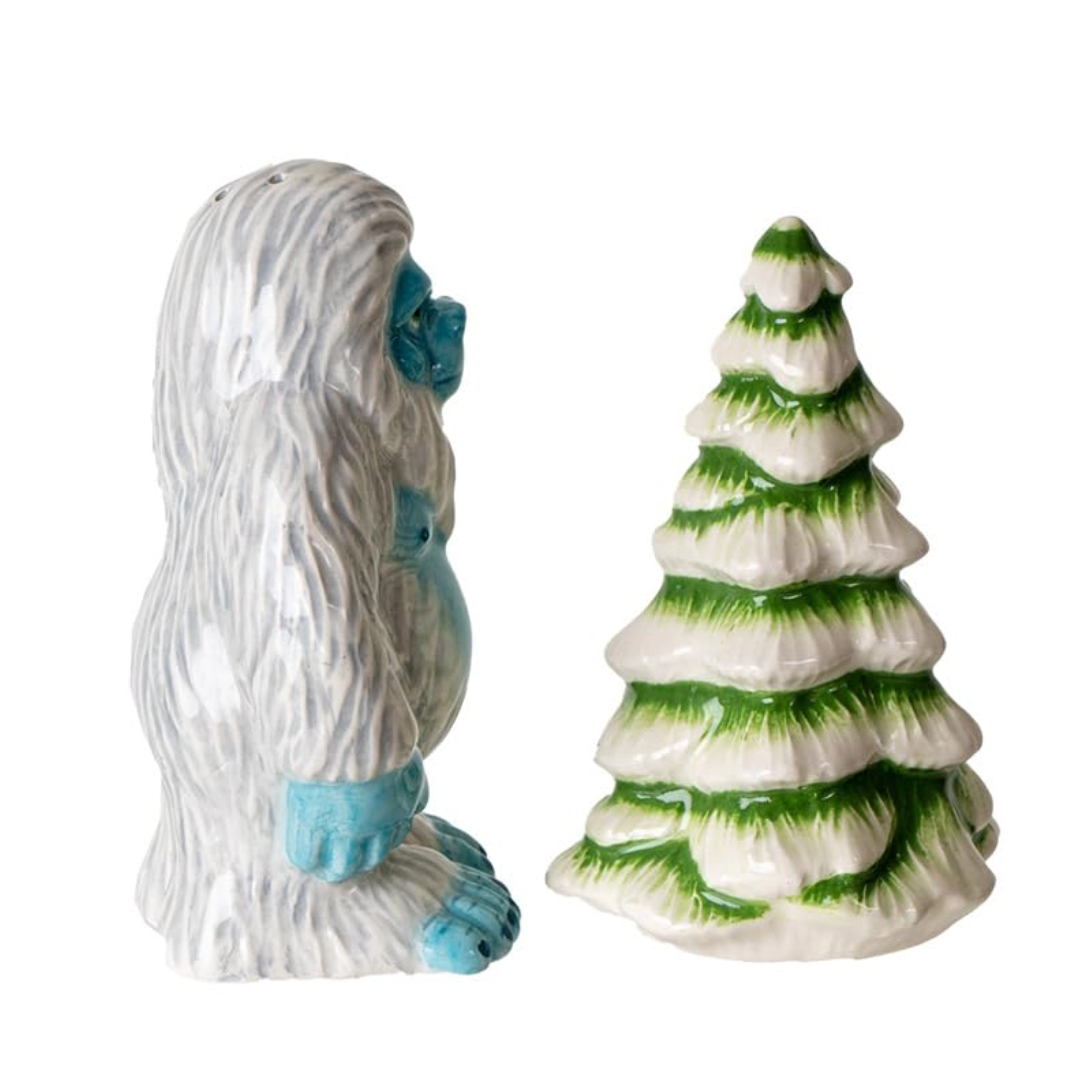 Pacific Giftware Yeti With White Pine Tree Ceramic Magnetic Salt and Pepper Shaker Set
