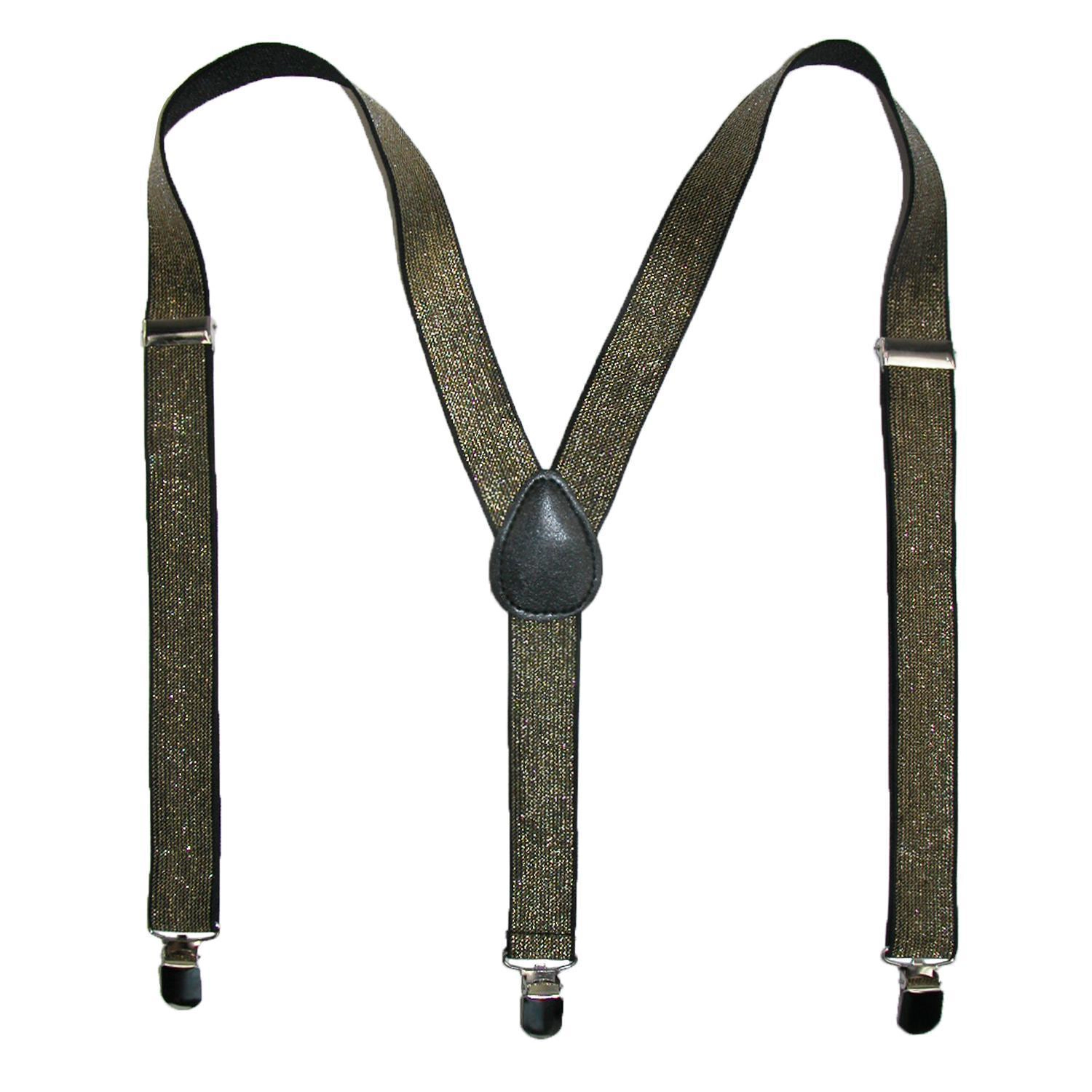 CTM® Women's Elastic Glitter Clip-End Suspenders