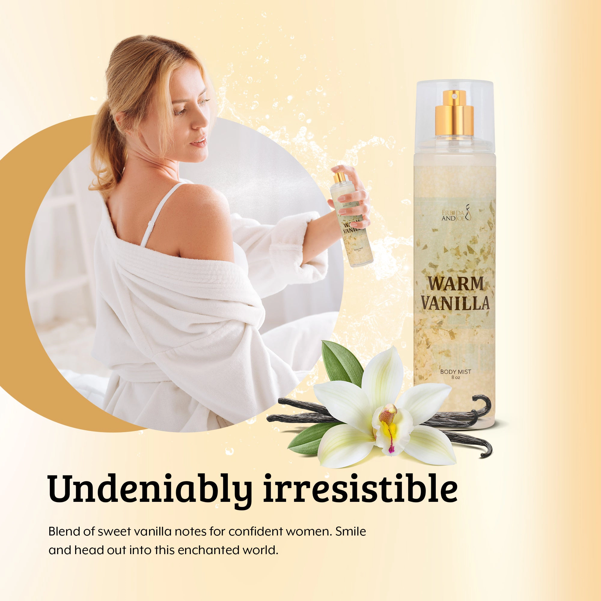 Freida & Joe Warm Vanilla Fine Fragrance Body Mist In 8oz Spray Bottle