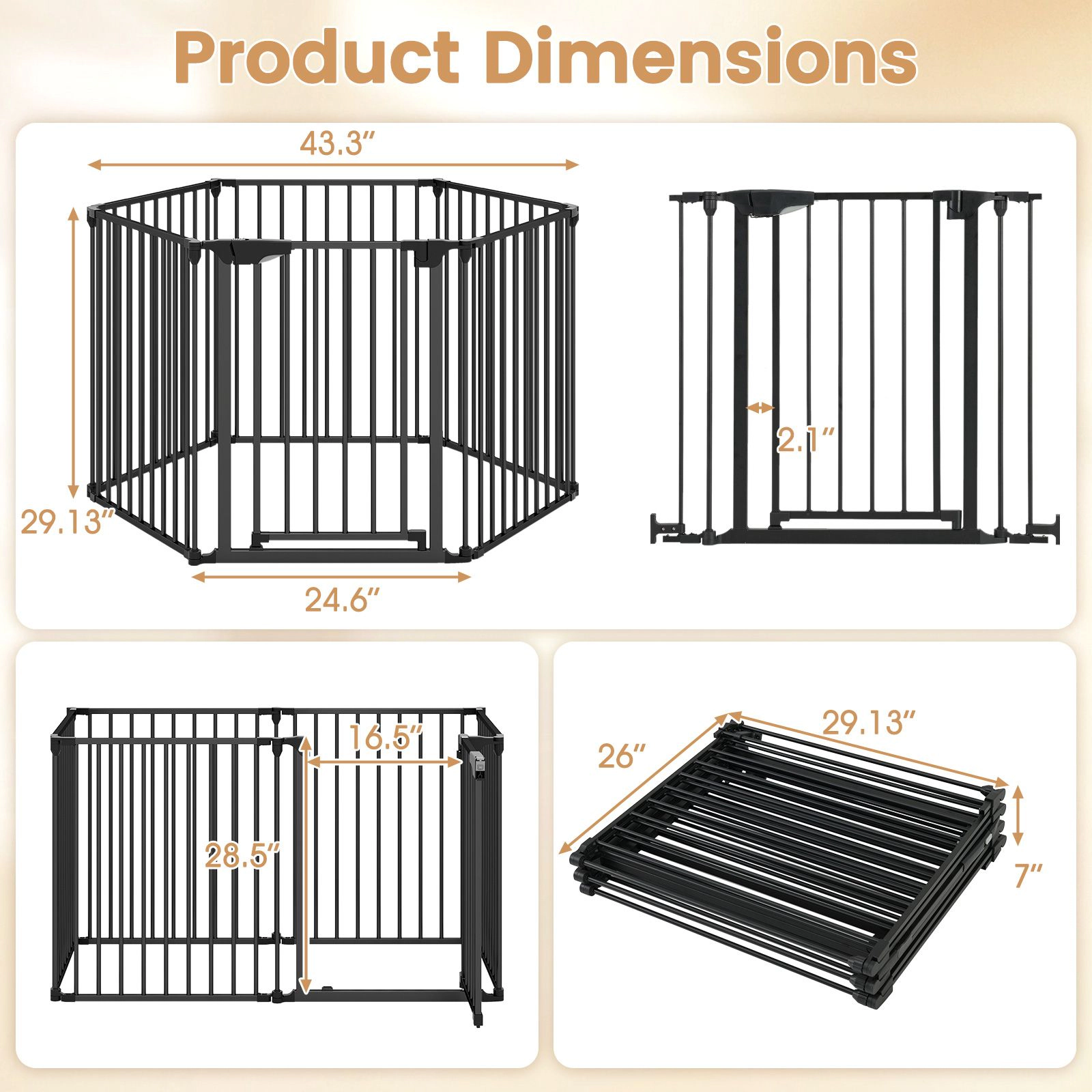 SlickBlue 6 Panel Safety Gate Playpen with Locking Door for Kids