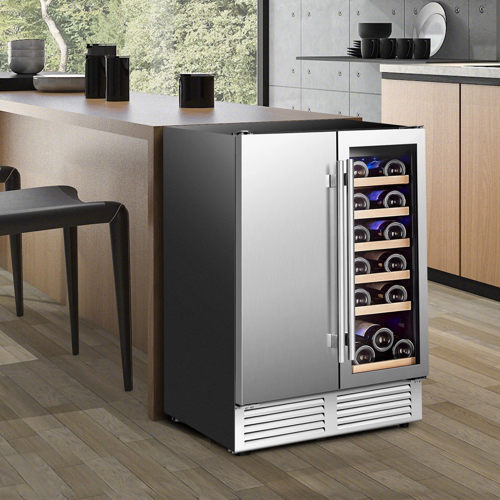 SlickBlue Dual Zone Wine & Beverage Refrigerator, 4.24 Cu Ft