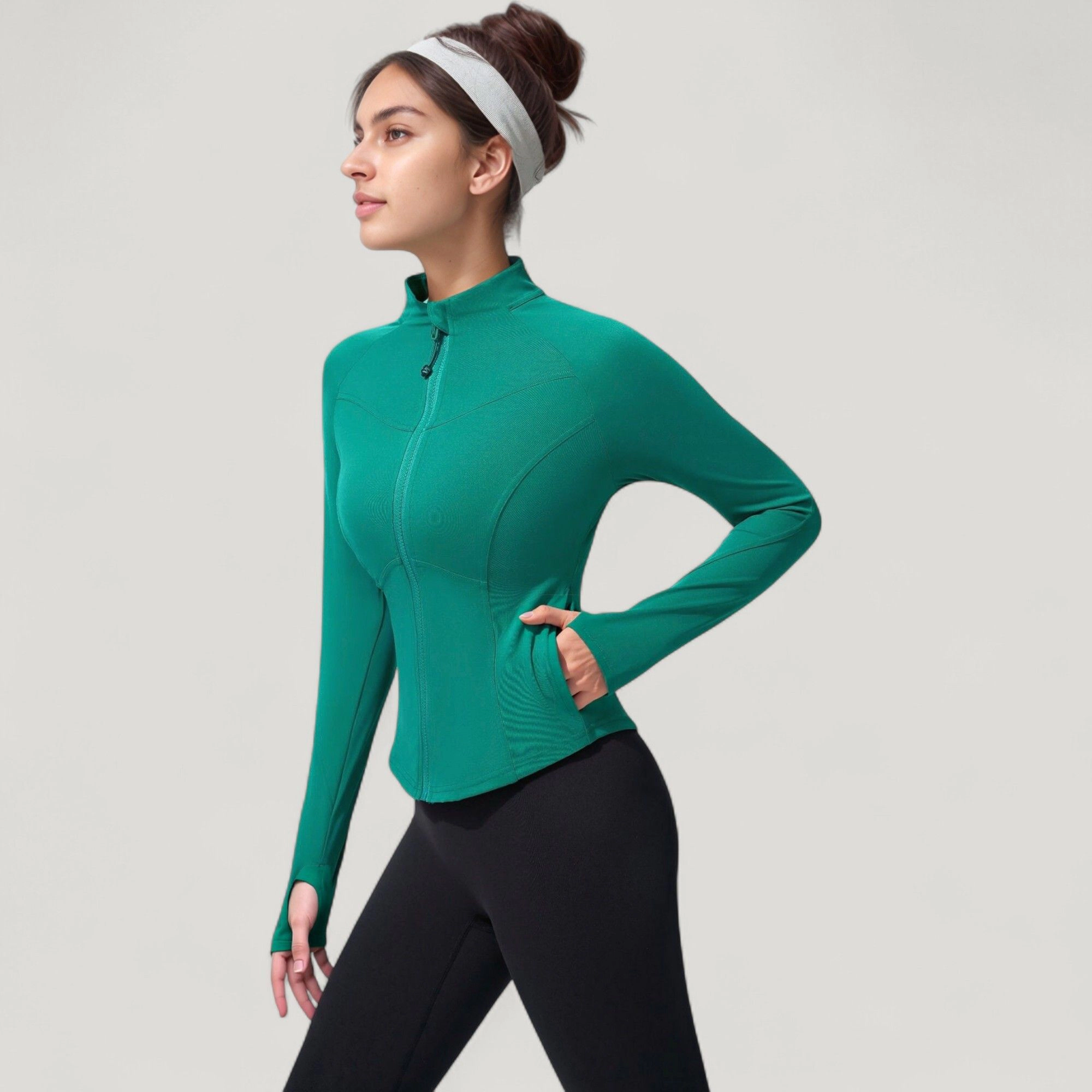Anna-Kaci Women's Full-Zip Long Sleeve Active Jacket with Slim Fit and High Collar