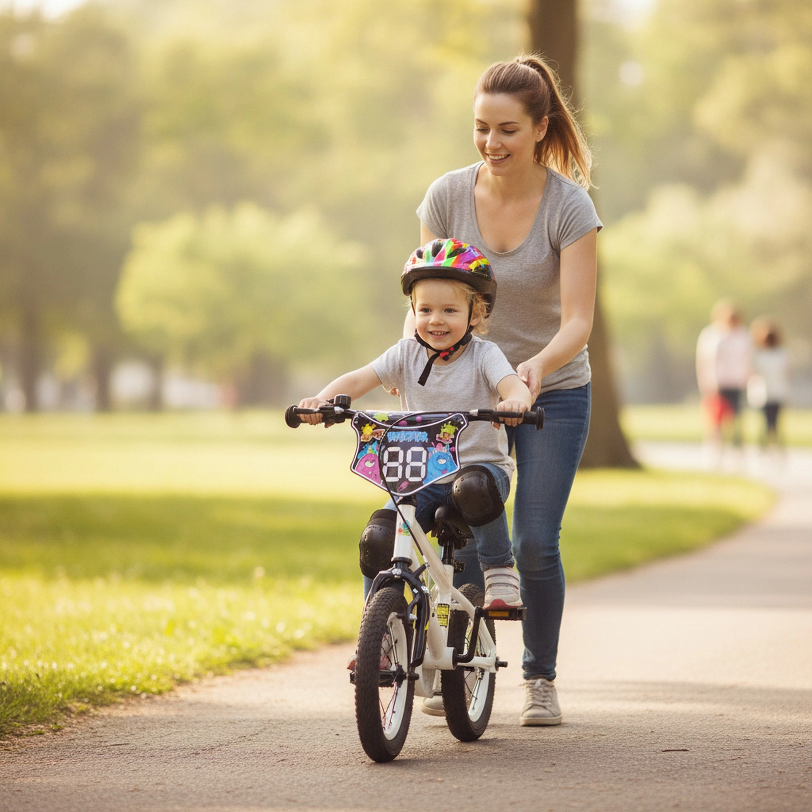 12-in Kids Bicycle for Ages 3-4 with Training Wheels Coaster Brake 17.5-in Low Saddle and Reflectors Street Graphics