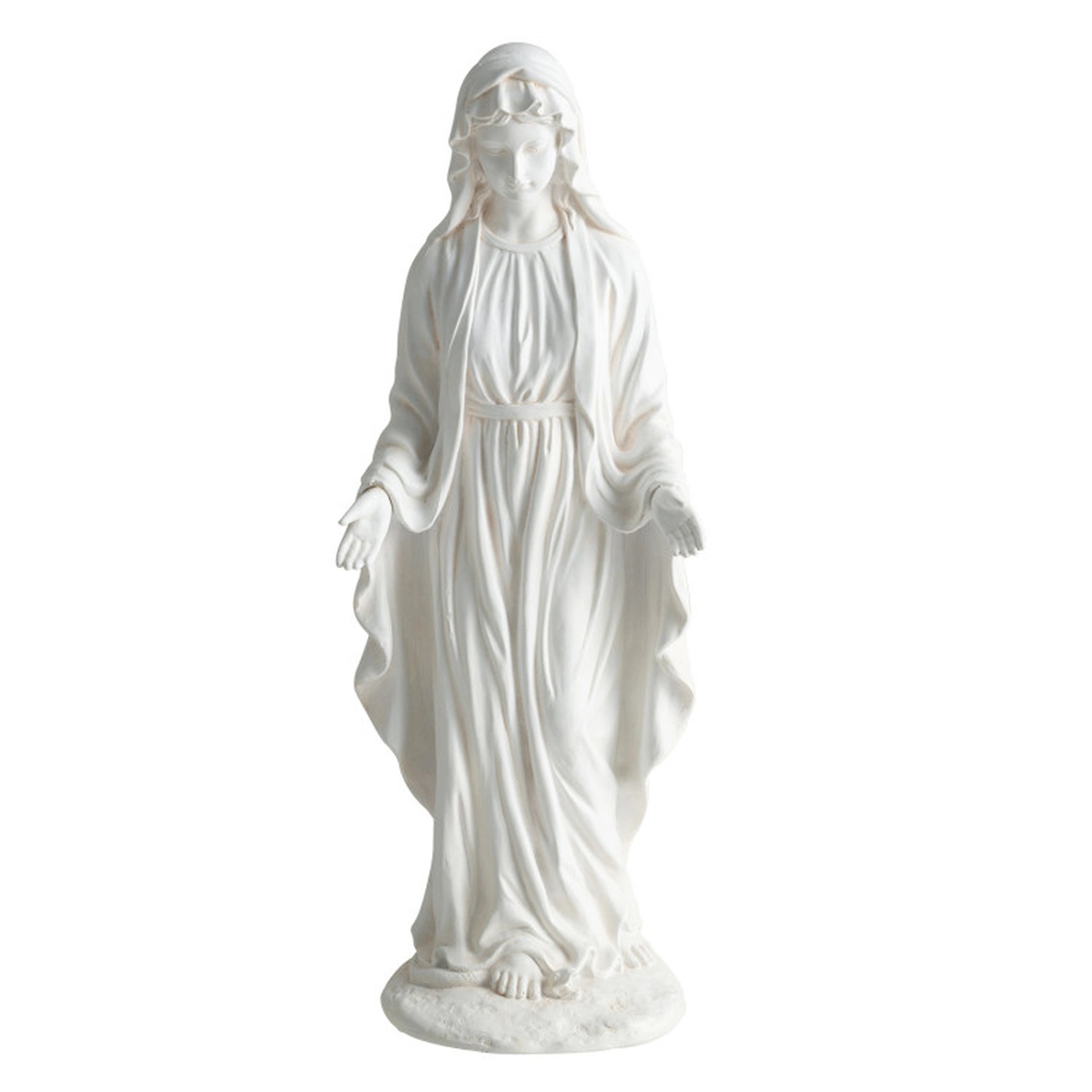 SUGIFT 29.5-in Tall White Aged Finish Magnesium Oxide Virgin Mary Statue Outdoor Religious Sculpture