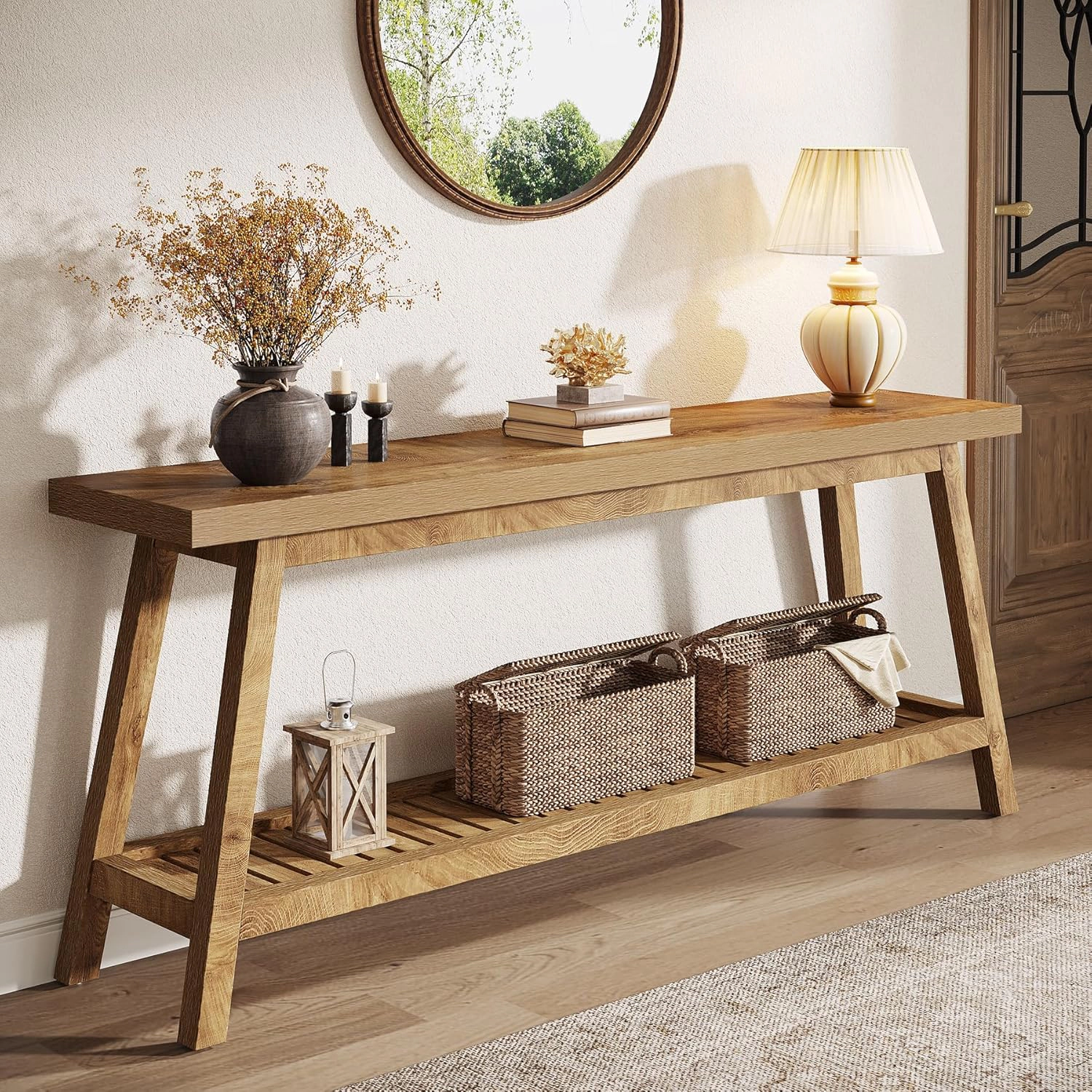 Tribesigns Farmhouse Console Table, 70.9" Entryway Table 2-Tier Sofa