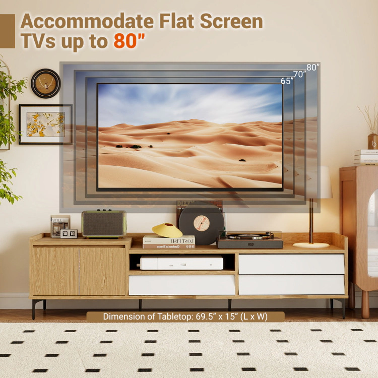 Hivvago Tv Stand For Tvs Up To 80 Inch Mid Century Modern Entertainment Center With Storage Cabinet