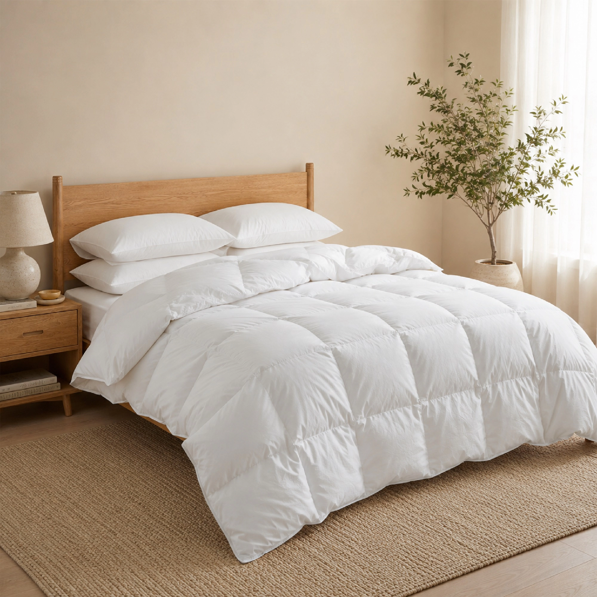 Unikome 800 Fill Power Down Comforter Insert, 100% Organic Cotton Cover Luxury Duvet Bedding
